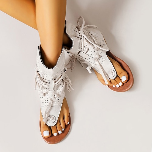 Gelbe Damen-Sandalen aus Wildleder mit Fransen, atmungsaktivem, perforiertem Stoff, Quastenbändern, lebhafte Schuhe im Zigeunerstil für Festivals, Musikveranstaltungen und Urlaube. Image