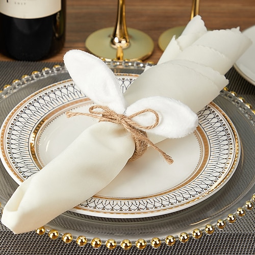 4er-Pack Ostereier-Serviettenringe im Western-Stil mit Osterhasenmotiv, dekorative Serviettenschnalle für Hoteltische, neue Osterserviettenringe Image