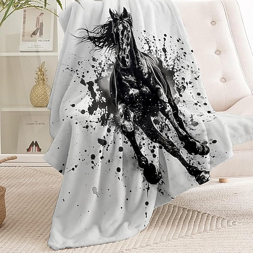 Tag der Unabhängigkeit Decke Fleecedecken Überwurfdecke für die Couch Pferd Geschenk Klassisch 3D Sofa Bett Dekorative Decke Warme Decke Wohndeko Image
