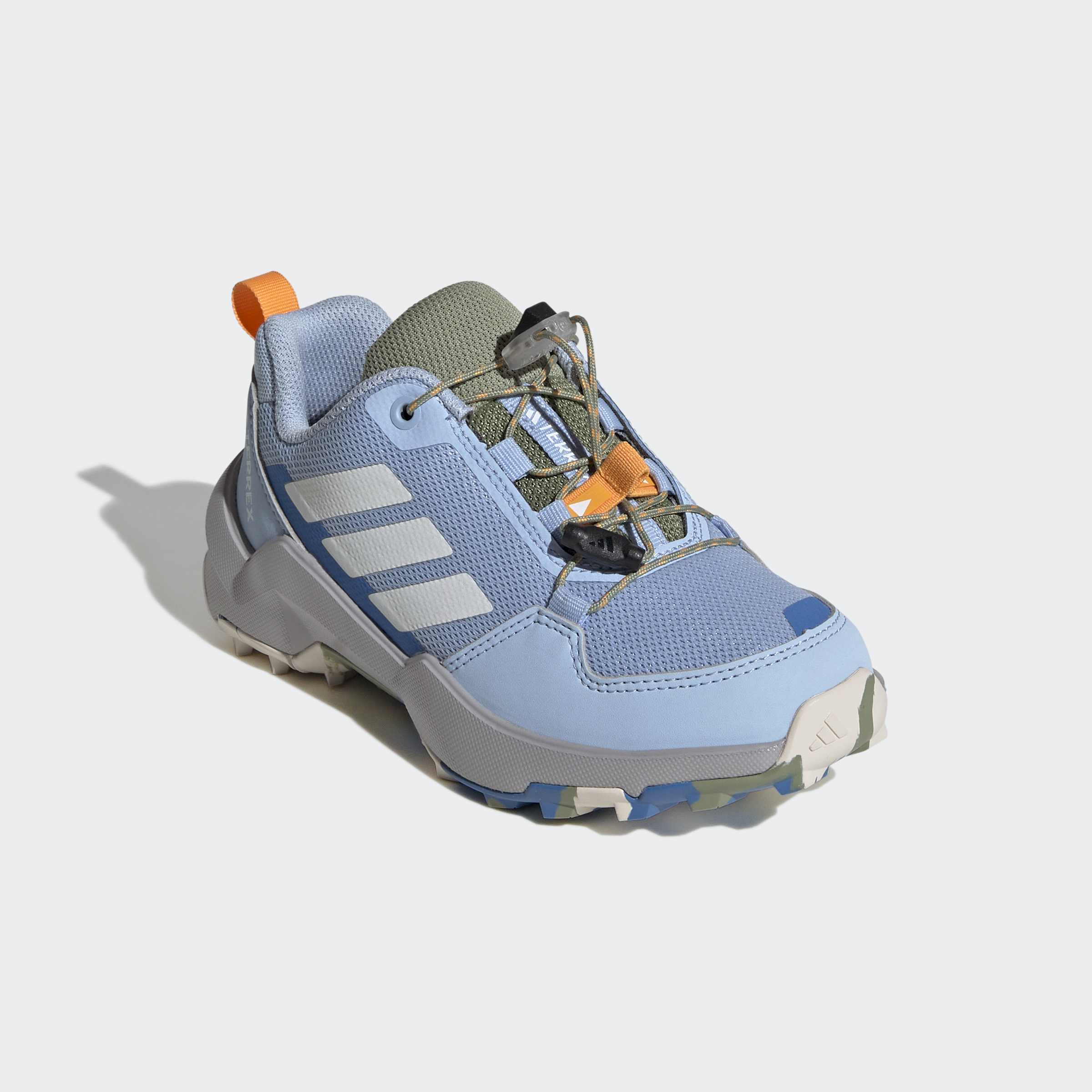 Wanderschuh ADIDAS TERREX "TERREX AX4S SPEED LACING", Kinder, Gr. 35, globlu, cweiß, gretwo, Synthetik, Textil, Schuhe Wanderschuh, für Kinder