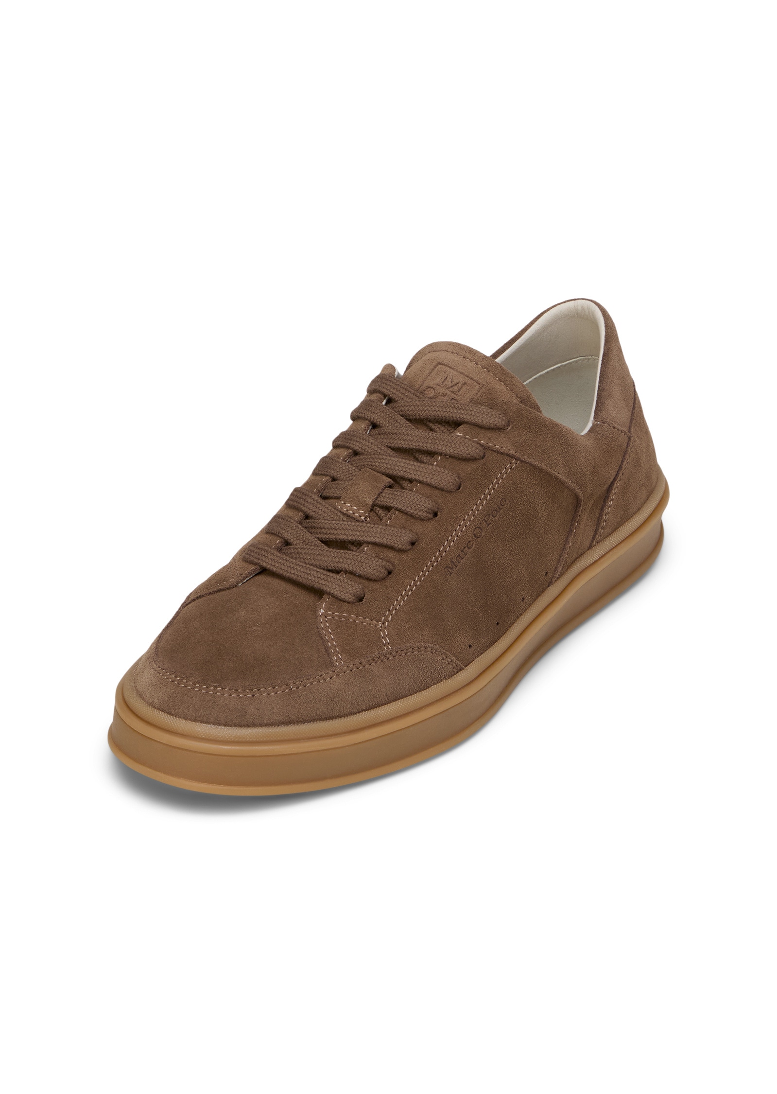 Sneaker MARC O'POLO "aus edlem Velours-Rindleder", Herren, Gr. 45, schwarz taupe, Obermaterial: 100% Leder (Rind), unifarben, Schuhe Sneaker