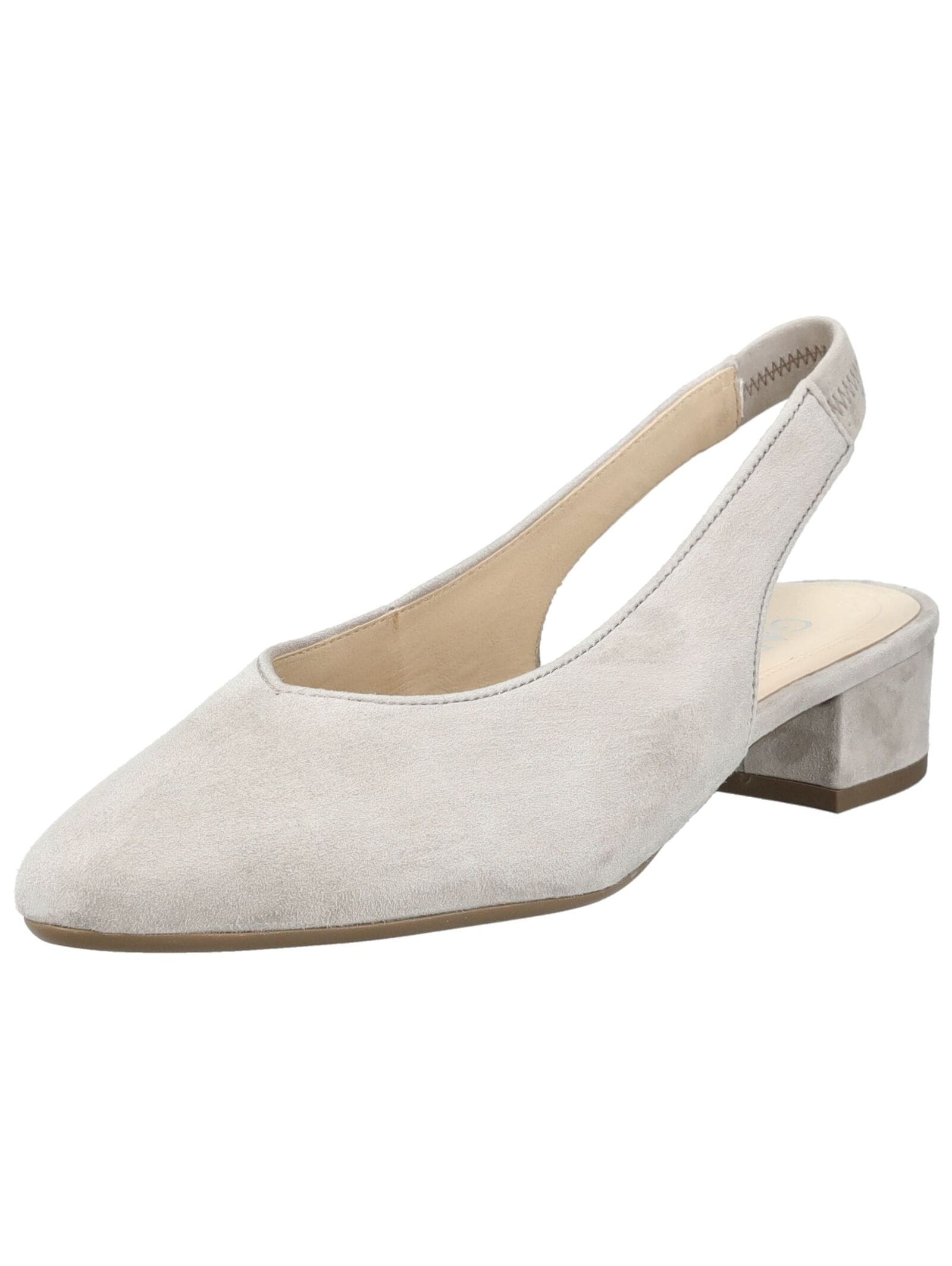 Slingpumps GABOR "Gabor Pumps Leder", Damen, Gr. 38,5, hellgrau, Leder, Schuhe Slingpumps