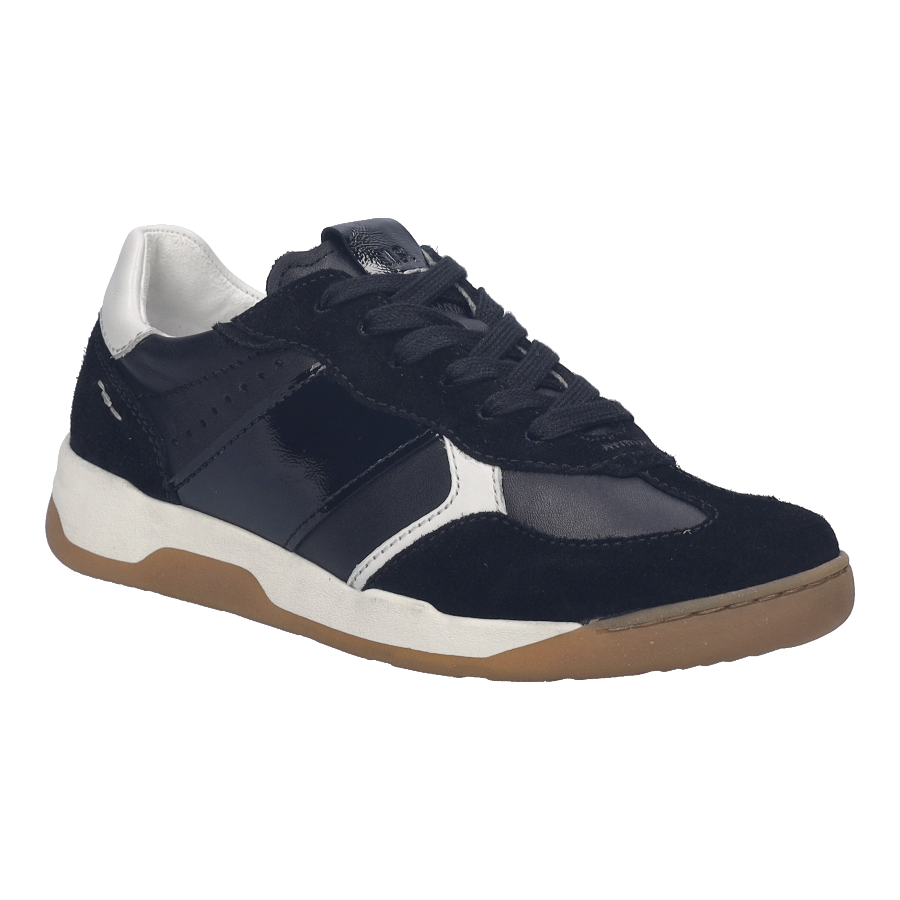 Keilsneaker JOSEF SEIBEL "Arleen 01", Damen, Gr. 39, schwarz, weiß, Leder, Veloursleder, kontrastfarbene Details, Schuhe, Freizeitschuh, Halbschuh, Schnürer, Kontrastbesatz, G-Weite