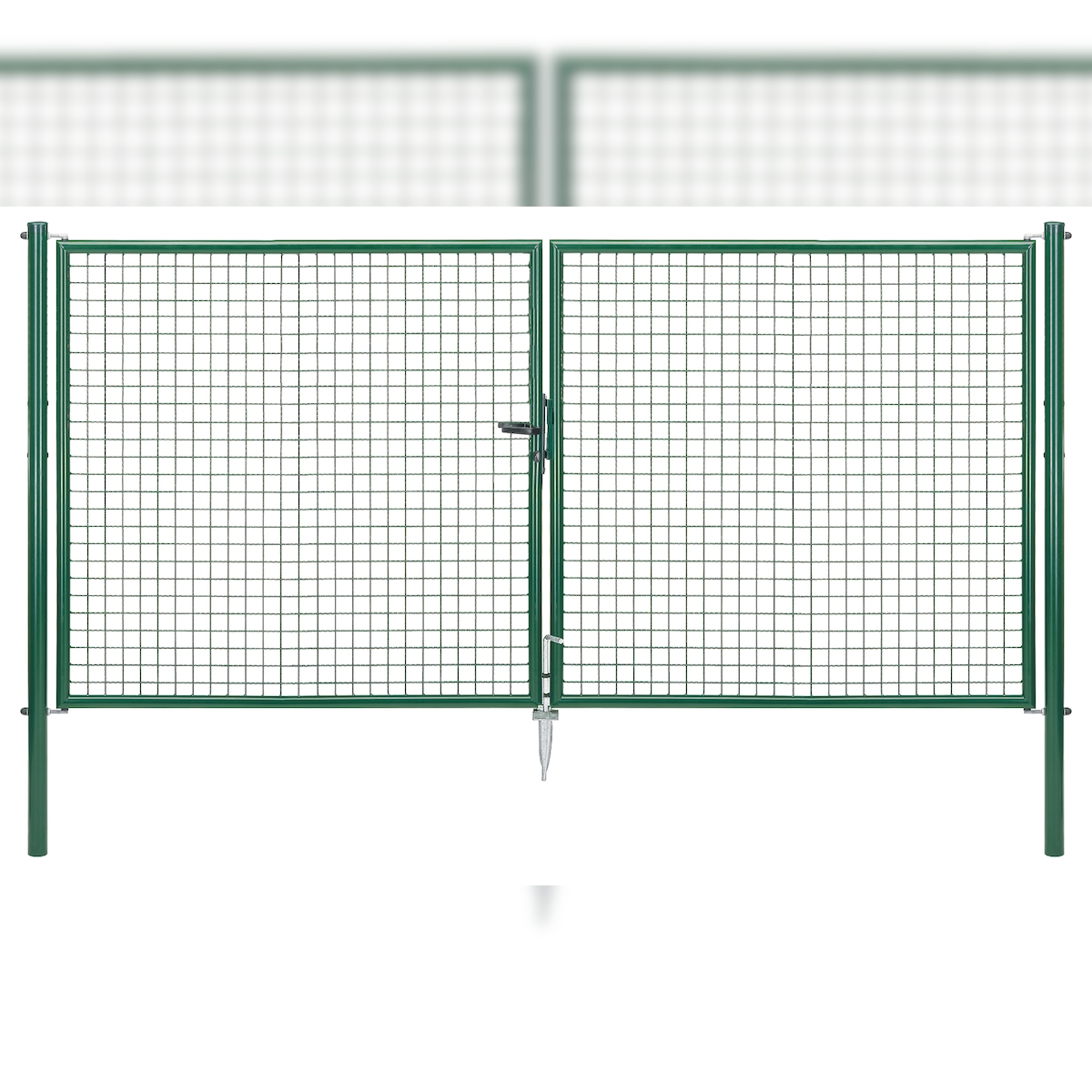Alberts 603120 Wellengitter-Doppeltor, verzinkt grün, Pfosten 60 mm, Höhe 150 cm, Breite 300 cm Image