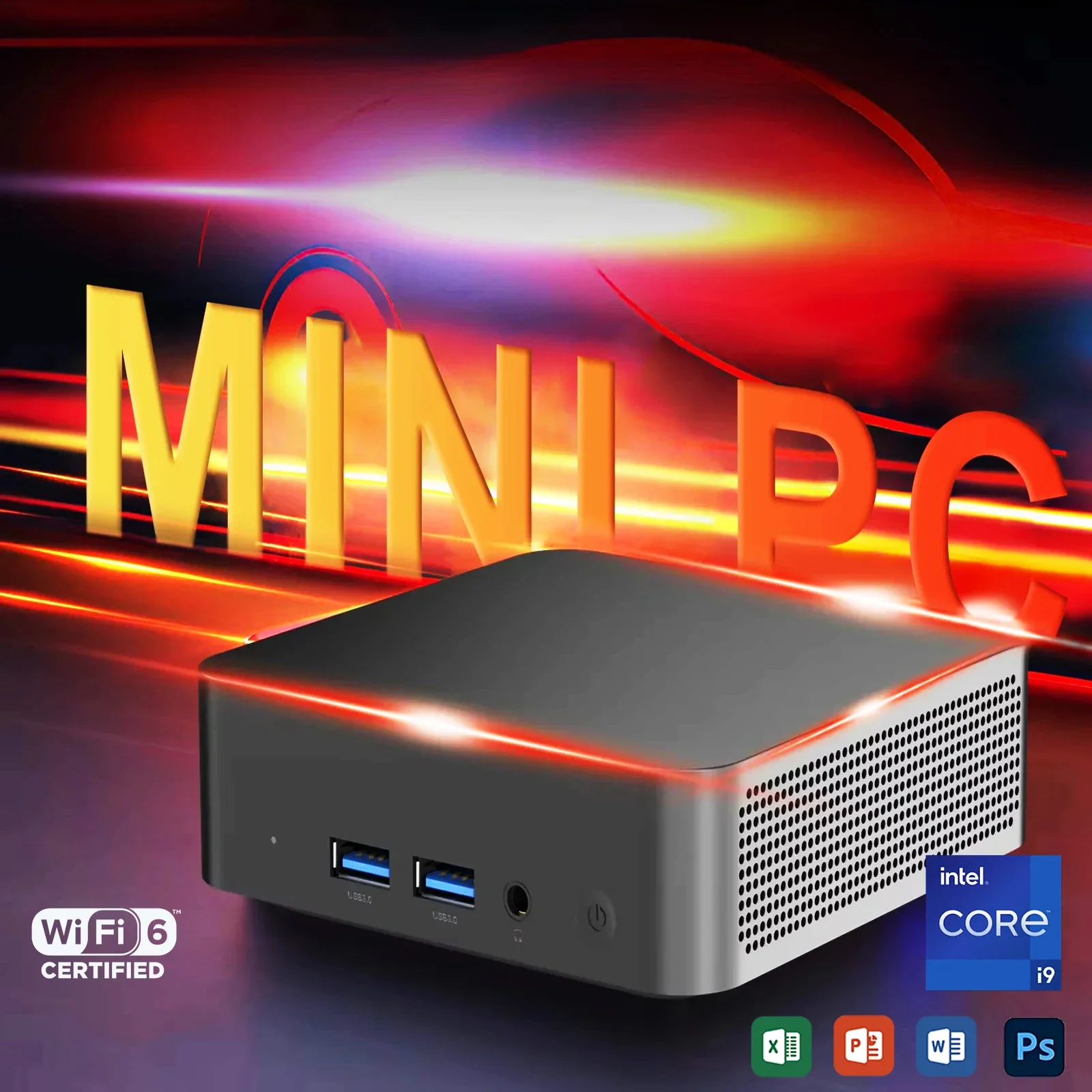 Mini PC portable Intel Core i9 8950HK 16 Go DDR4 + 1/2 To SSD 4K HD Mini PC de jeu de bureau compatible Windows 11