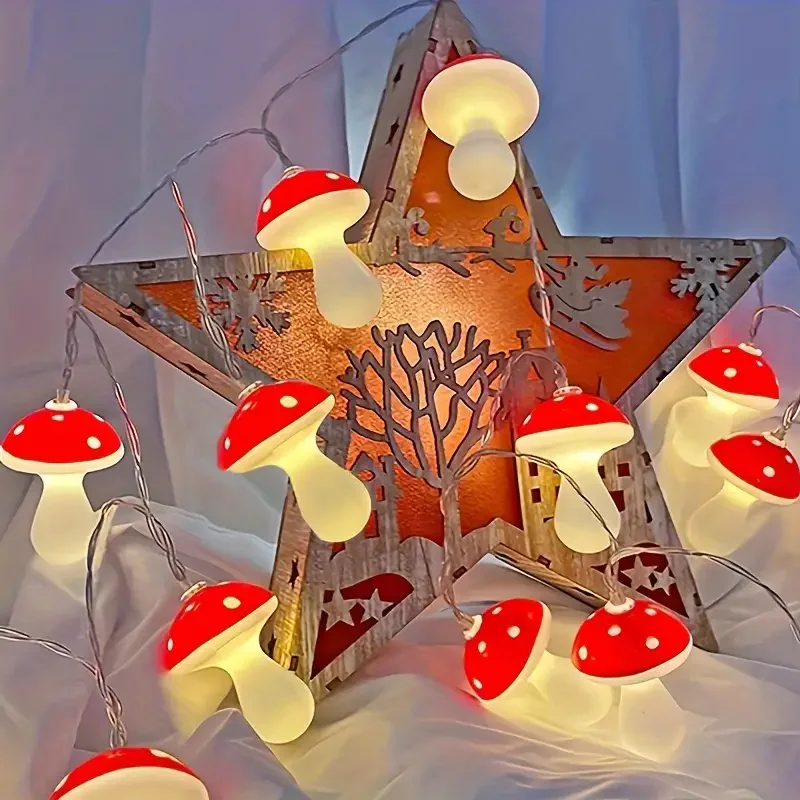 Pilz Schnur Lichter Party Hochzeit Rom Dekoration Innen atmosphäre Weihnachten Batterie Blume Lichterketten Vorhänge 825