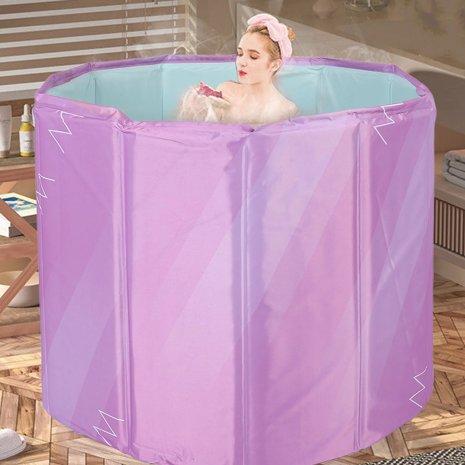 EU Faltbare Badewanne 7 Isolierschichten Einfache Montage Tragbare Eis-Heiß-Badewanne für Zuhause Outdoor-Sport Faltbare Badewanne