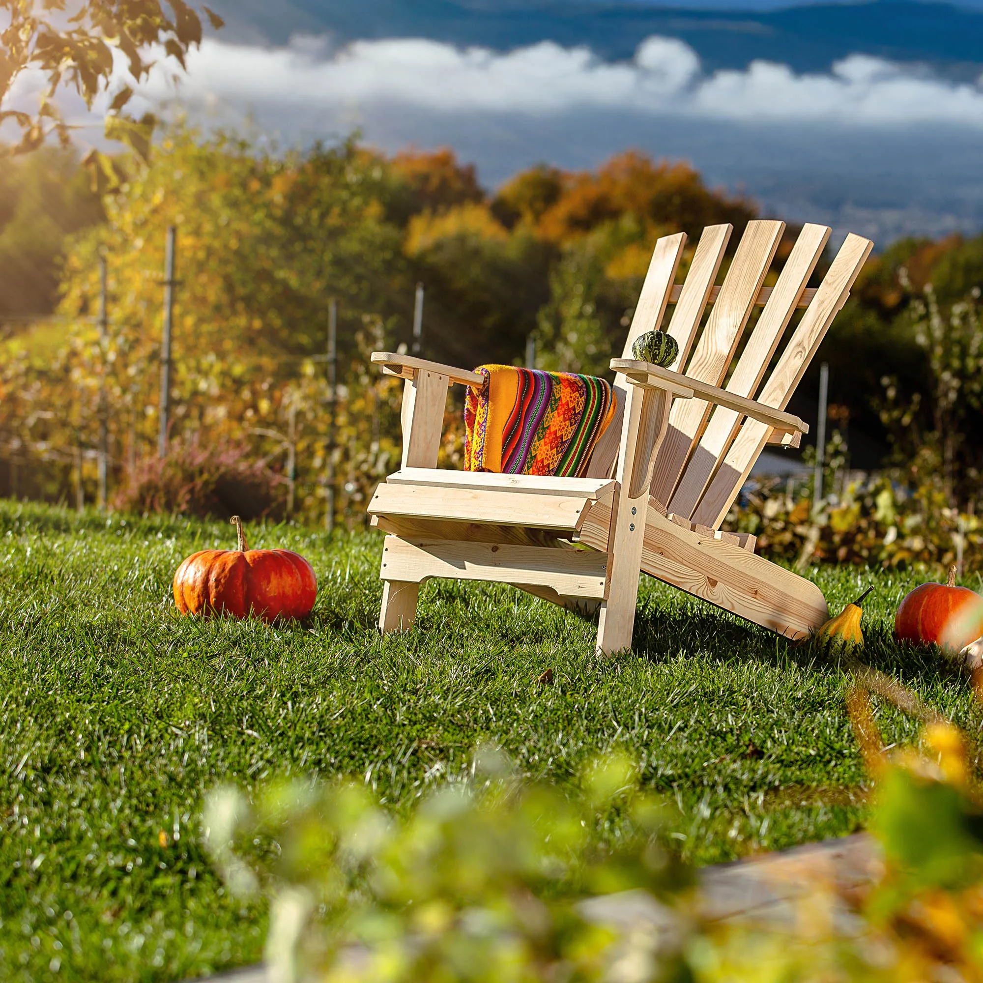 KADAX Gartenstuhl aus Holz, Strandkorb, Stuhl für Terrasse, bequemer, starker Garten Image