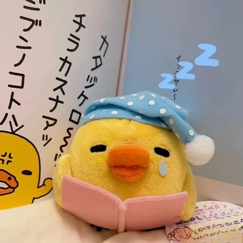 Vintage Kiiroitori Küken Lesen Stofftier Plüsch Schlüsselanhänger Cartoon Retro Rilakkuma Kawaii Gelber Küken Taschenanhänger Kleiner Anhänger