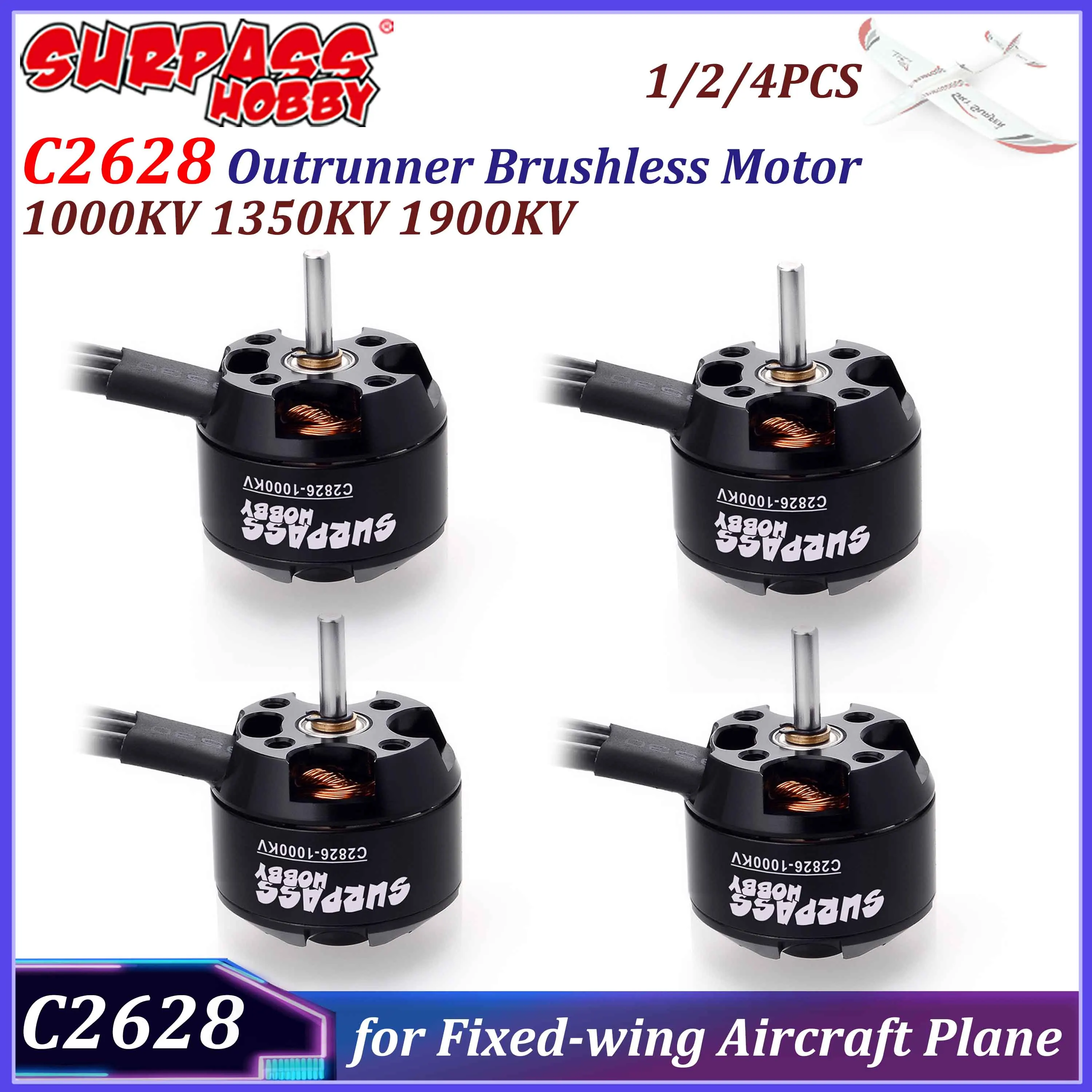 1/2/4PCS Surpass Hobby 2826 Outrunner Bürstenlosen Motor 1000KV 1350KV 1900KV für RC Starrflügel flugzeug Multicopter Drone Segelflugzeug