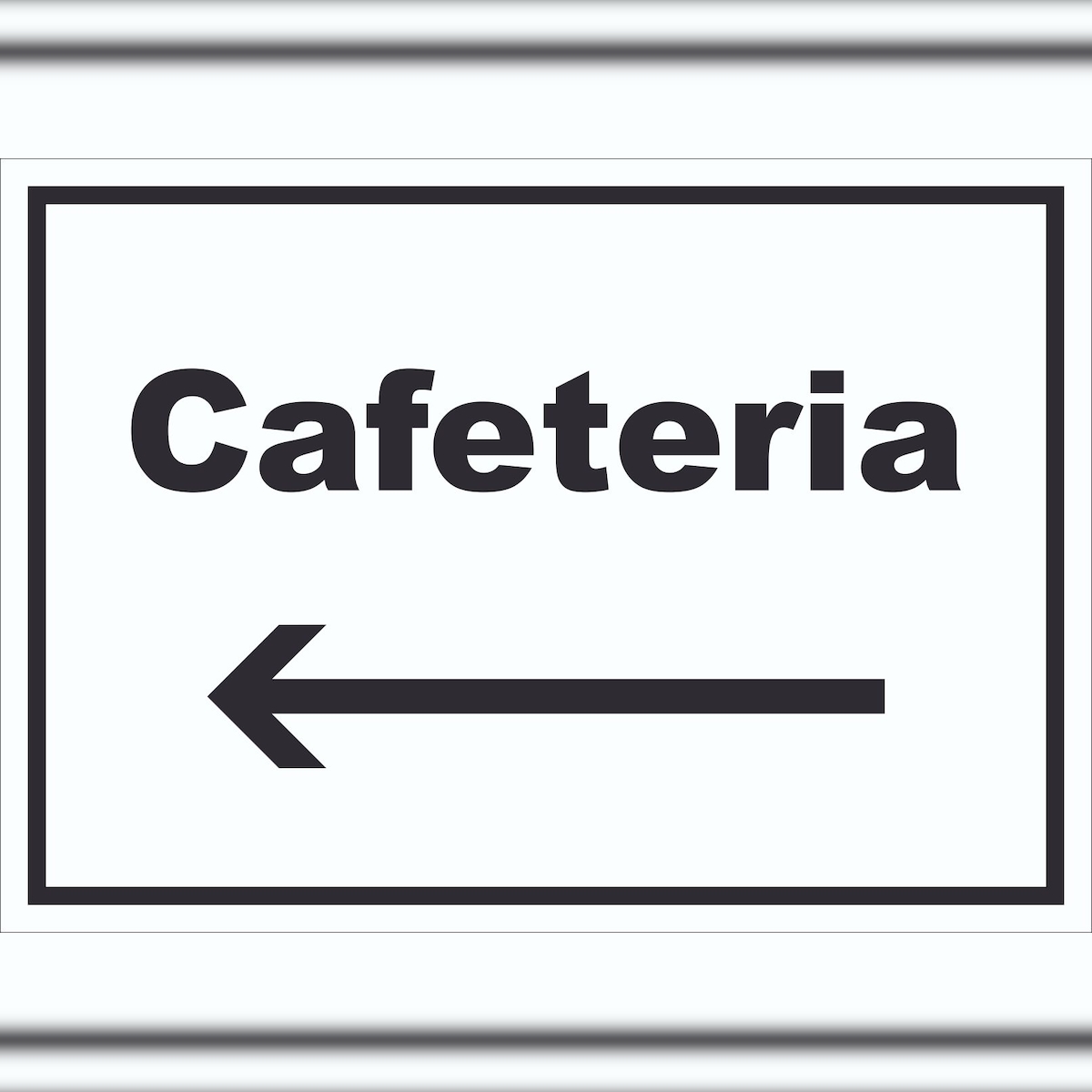 HB-Druck Cafeteria Schild mit Text und Richtungspfeil links Selbstbedienung waagerecht A6 Rückseite selbstklebend Image