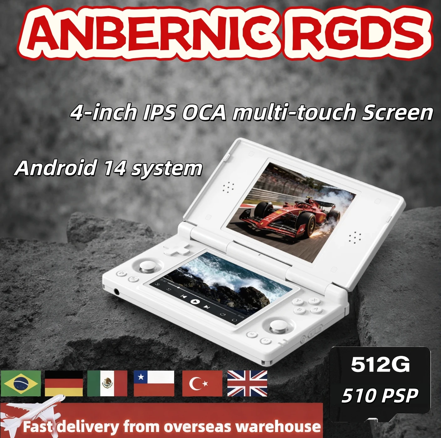 ANBERNIC RG DS Handheld-Spielekonsole Dual-Screen Flip Videospiele Player 4 IPS Multi-Touchscreen RK3568 Android 14 PSP-Spiel RGDS Image