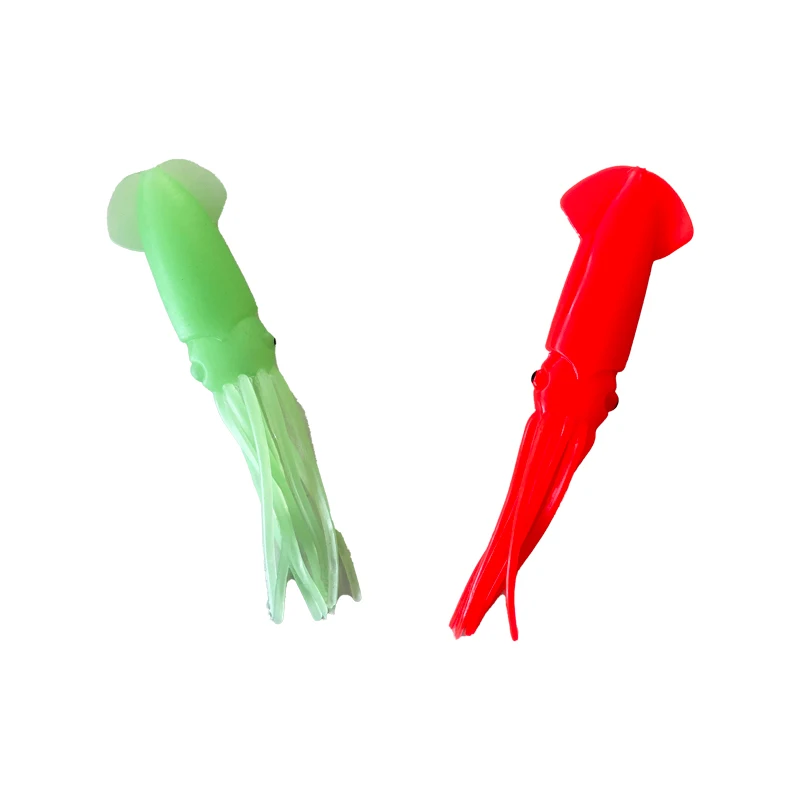 Newbility Esca Artificiale Morbida Luminosa Verde da 12cm 9.5g a Forma di Calamaro per Pesca in Acqua Salata Esca Luminosa in Plastica per Traina e Montature a Polpo