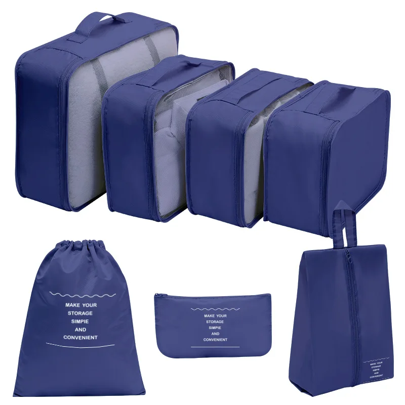 Set di 7 Organizzatori per Valigie Leggeri da Viaggio Cubi per l'Organizzazione dei Bagagli Borse a Rete per Vestiti