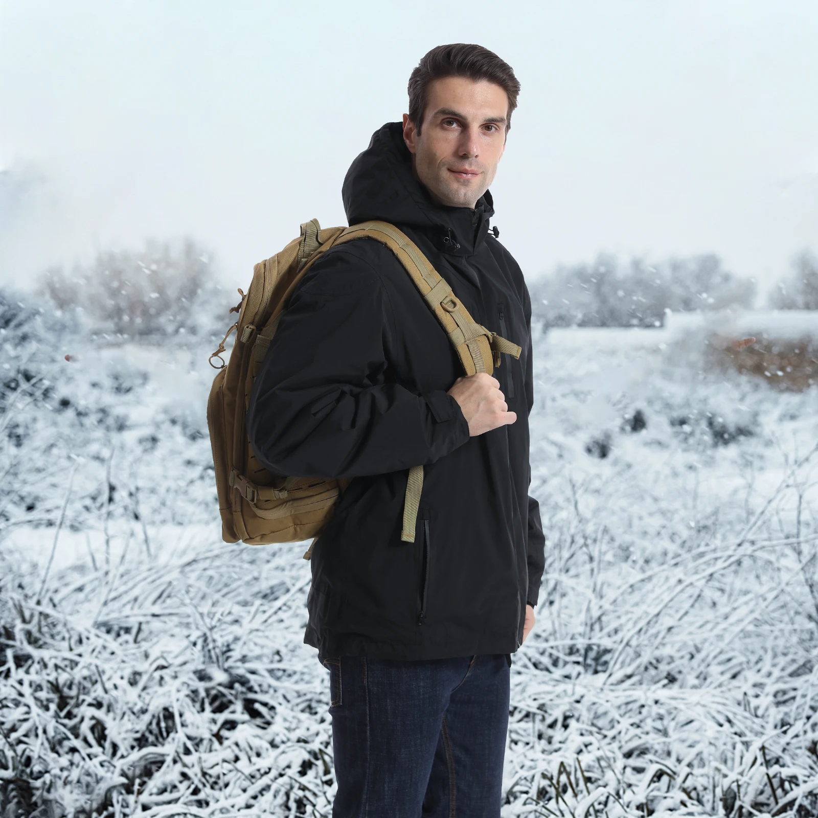 Giacca da uomo all'ingrosso Casual da uomo con rivestimento antivento impermeabile riscaldata tre in uno con chiusura a cerniera invernale da esterno giacca