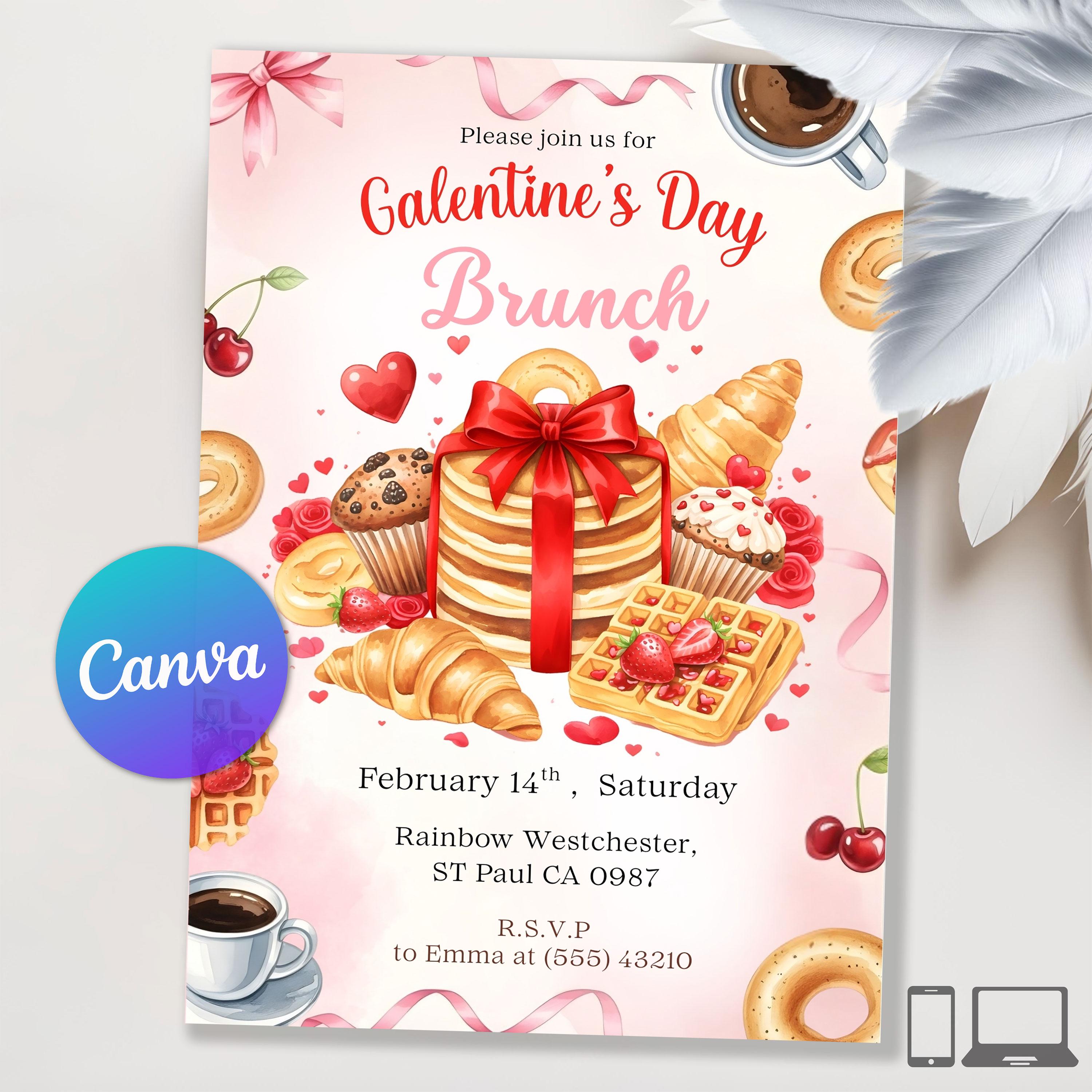 Invito per il brunch di San Valentino, invito per la festa di San Valentino, invito per la festa di San Valentino, invito per il brunch di San Valenti