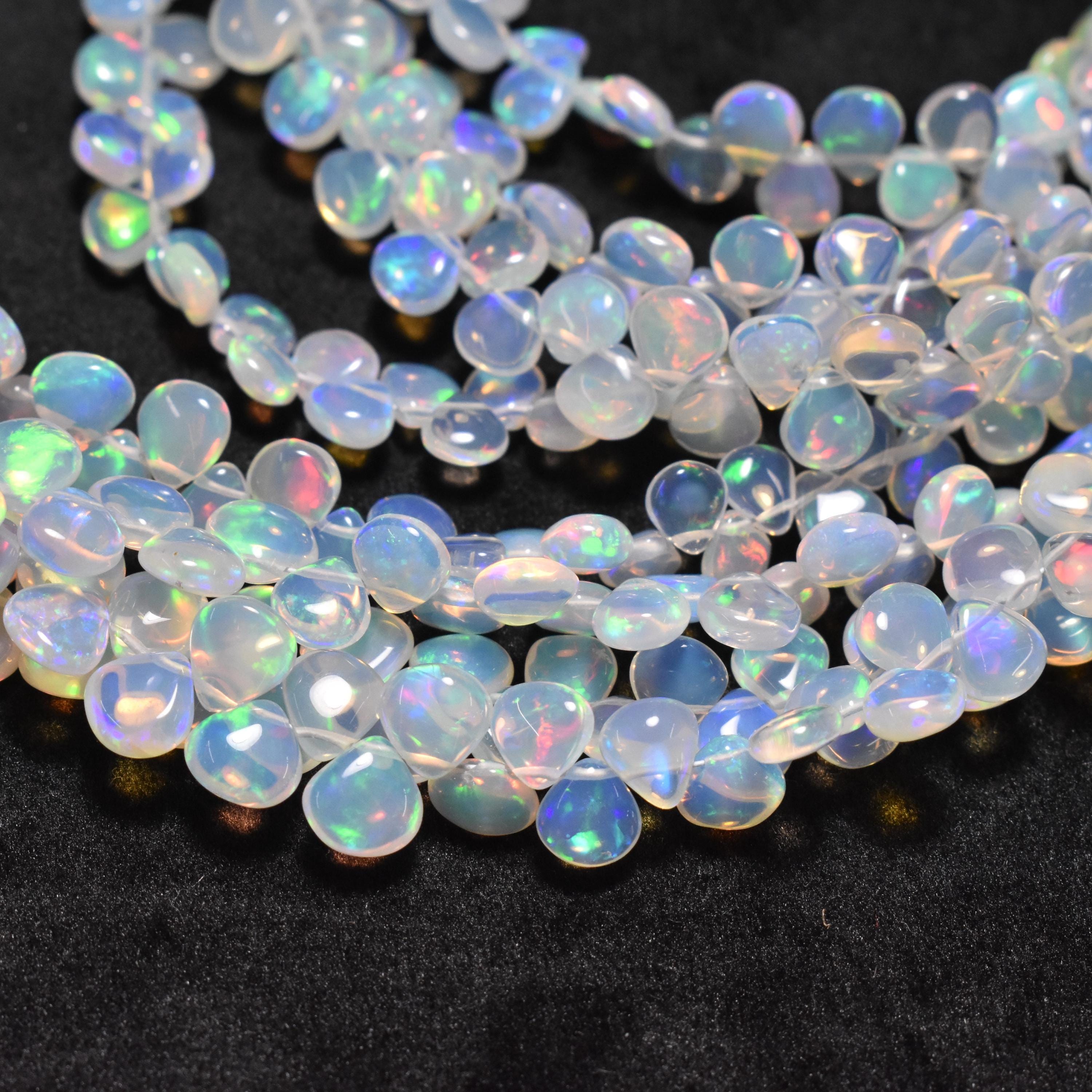 Perle a cuore lisce di opale etiope da 4-7 mm, perle di opale etiope naturale, perle briolette di opale AAA, perle a cuore lisce di opale Welo, perle
