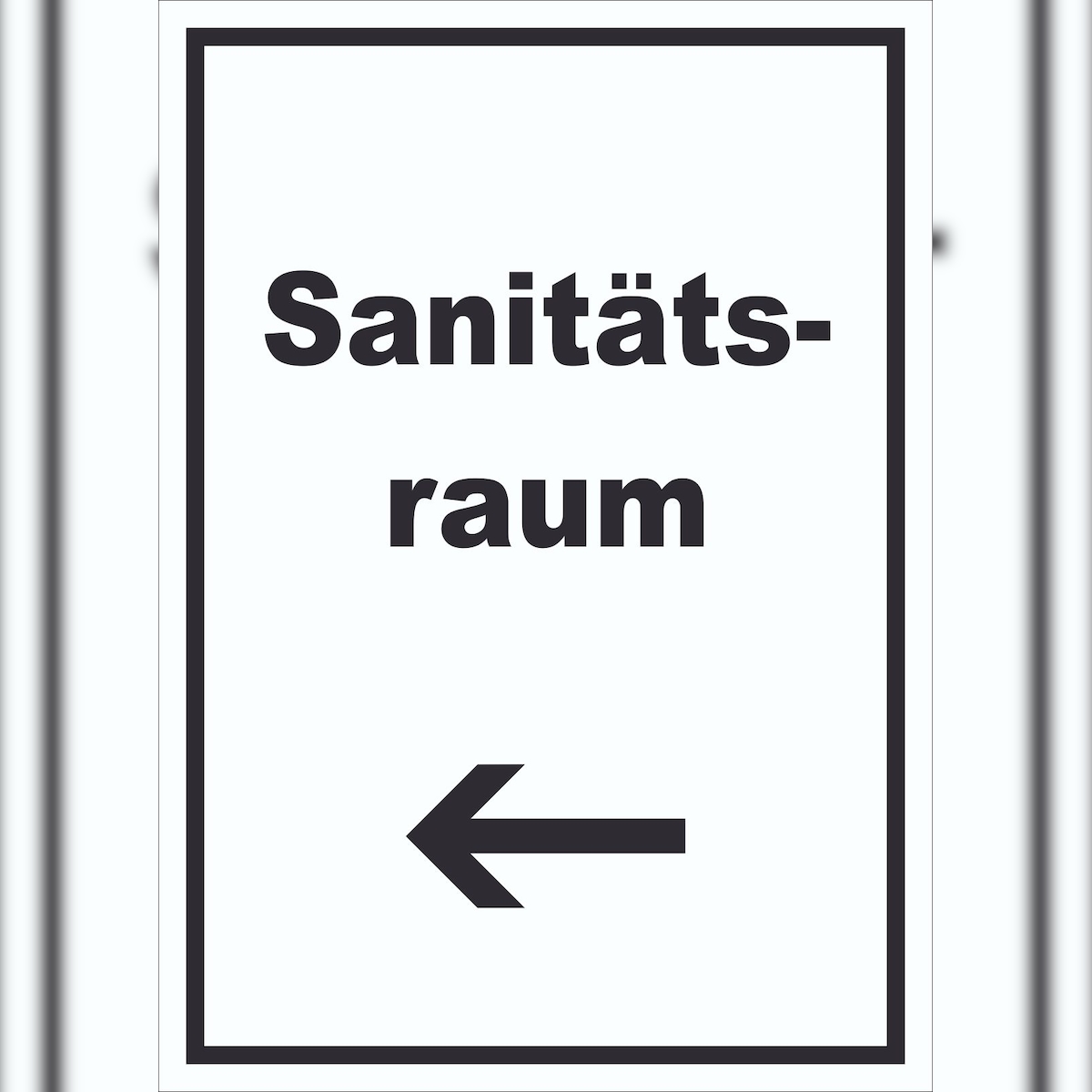 HB-Druck Sanitätsraum Schild mit Text und Richtungspfeil links Krankenzimmer hochkant A4 (210x297mm) Image