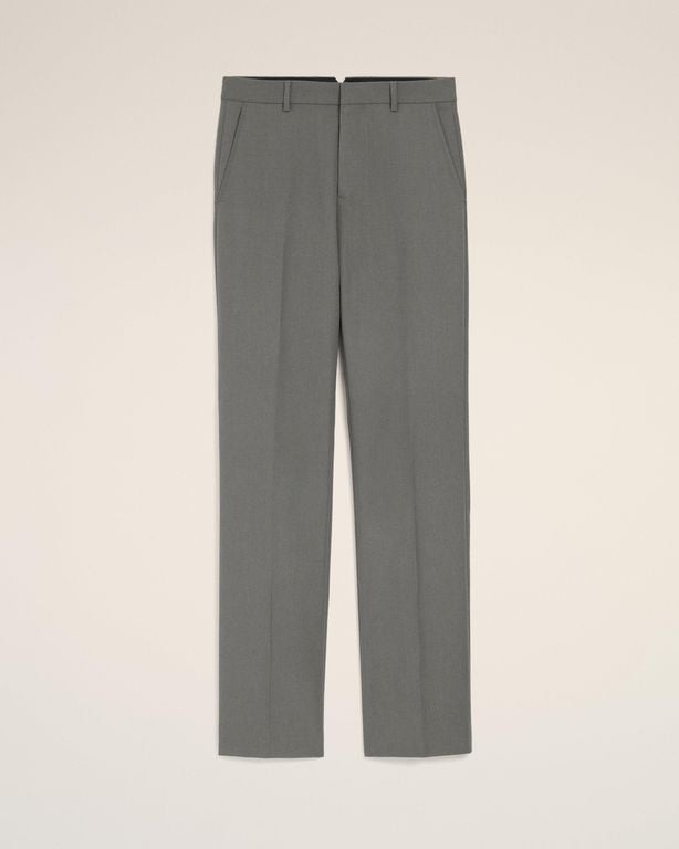 Wool Straight Trousers - Gray - AMI Pants