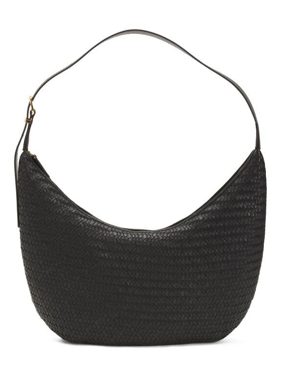 Leather Handwoven Essentials Hobo Shoulder Bag For Leather - Black - Tj Maxx Hobo Bags
