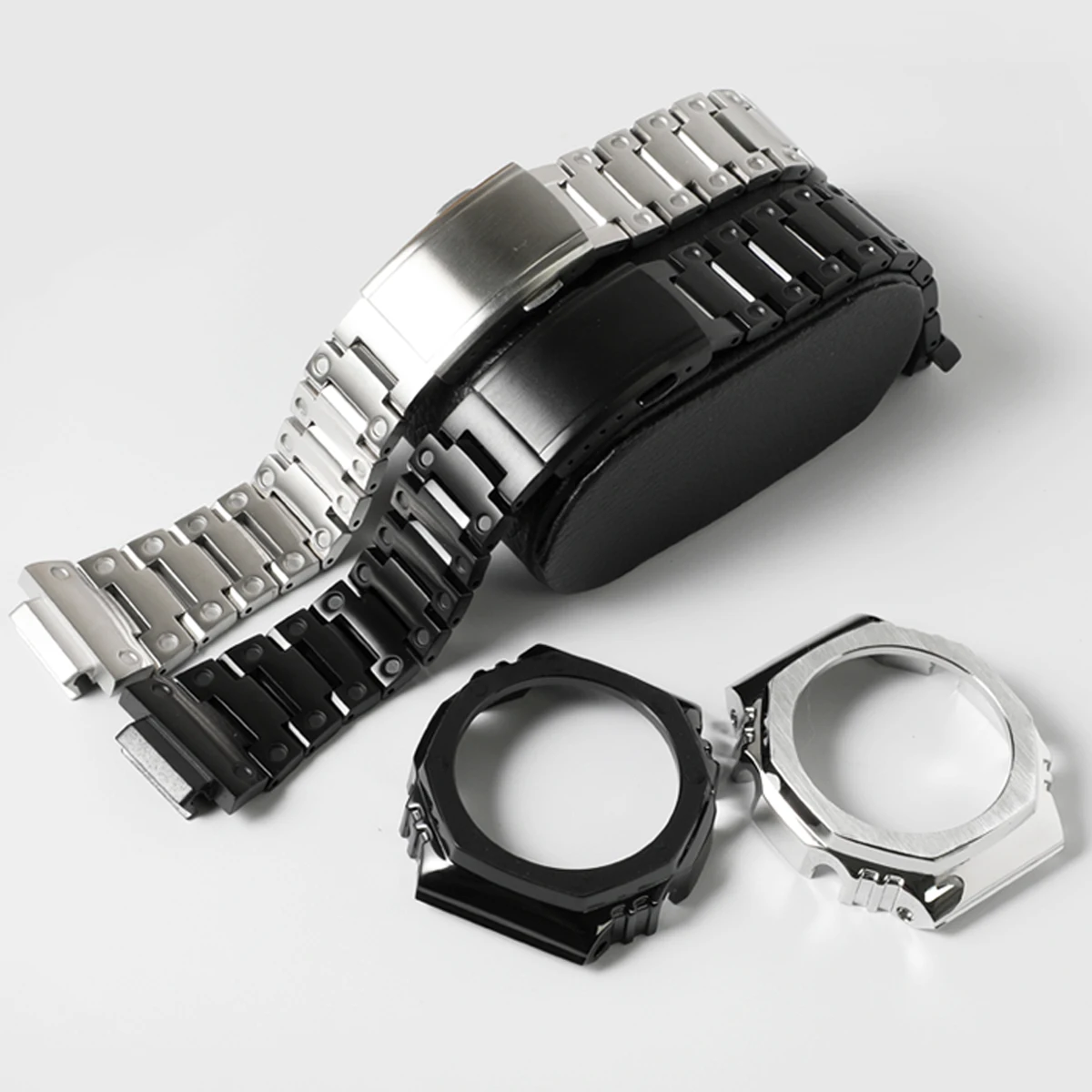 Boîtier, bracelet et accessoires de modification de montre en acier inoxydable compatibles avec GA-2100/2110/B2100 GM-2100/GBM-2100