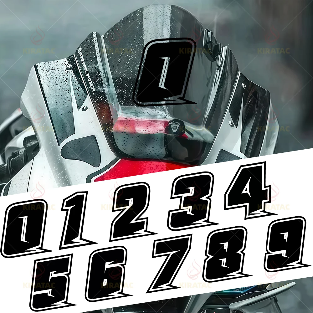 Autocollants noirs pour moto, numéro 0-9, imperméables et durables, pour carénage, réservoir de carburant, casque, garde-boue, voiture, vélo, scooter, autocollants en vinyle, 1 pièce