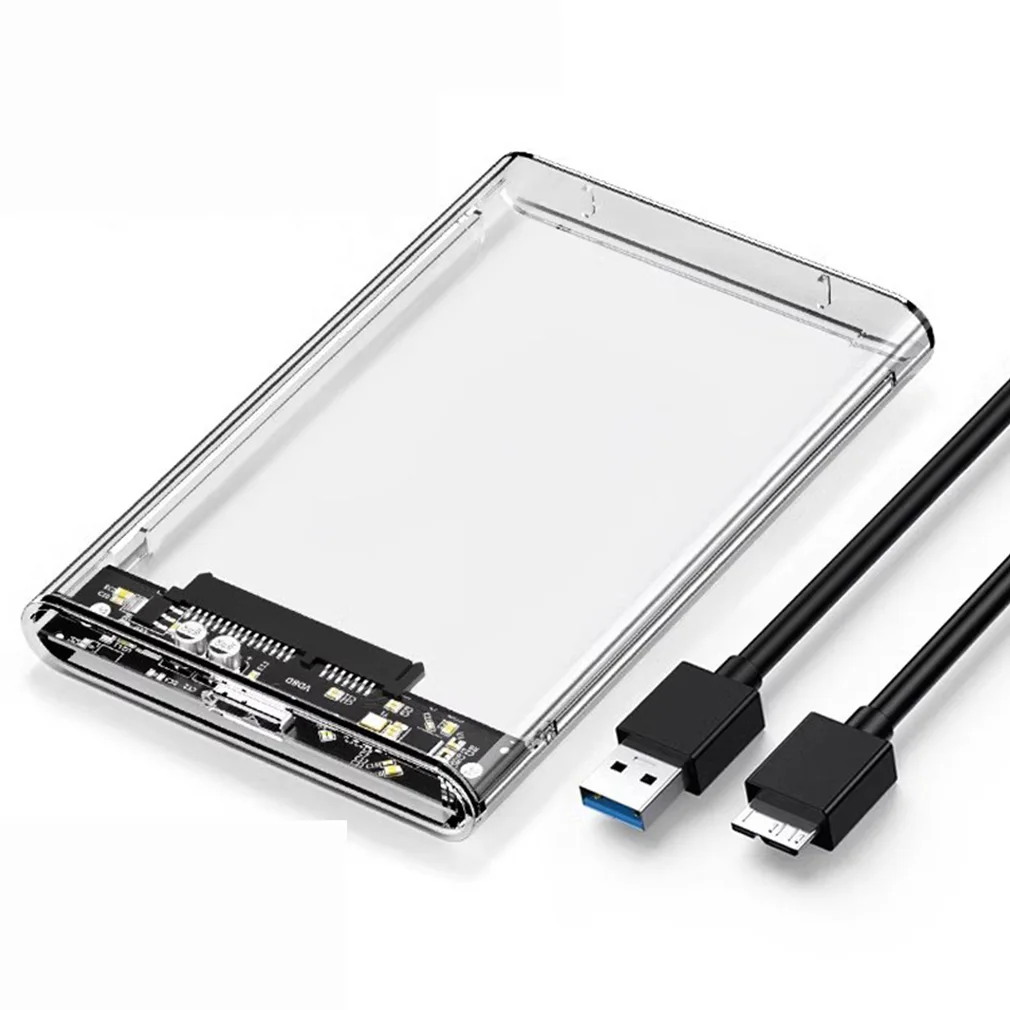 Boîtier de disque dur externe transparent, boîtier de disque dur HDD, USB3.0 2.0, boîtier de disque dur externe, boîtier de disque dur externe 2,5 pouces, vente en gros
