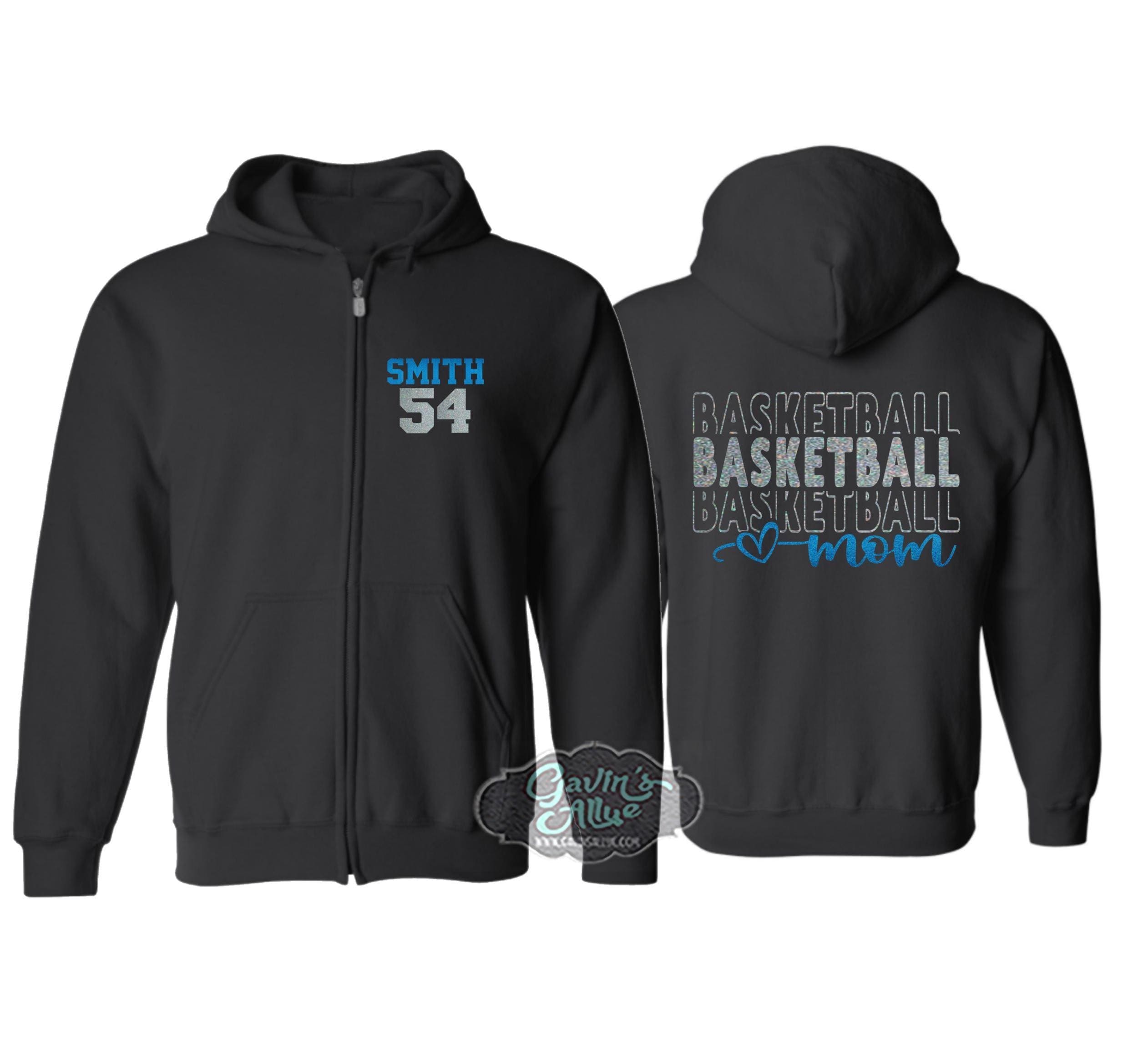 Felpa con cappuccio e zip glitterata per la mamma di una giocatrice di basket / Giacca per la mamma di una giocatrice di basket / Regalo per lei / Reg