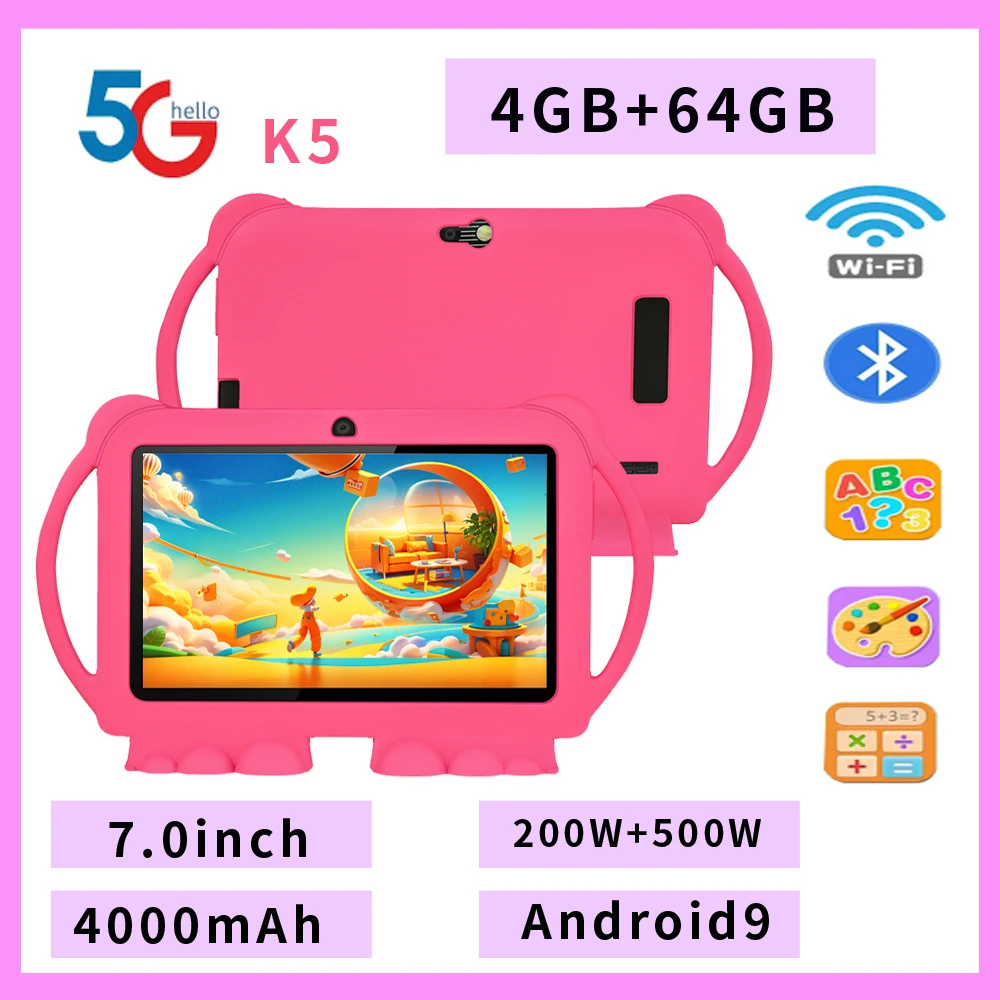 Sauenaneo 5GWIFI Kinder-Tablet 4GB RAM 64GB ROM Quad-Core Kinder-Bildungs- und Spiele-Tablet Android 9.0 System 4000mAh Akku Image