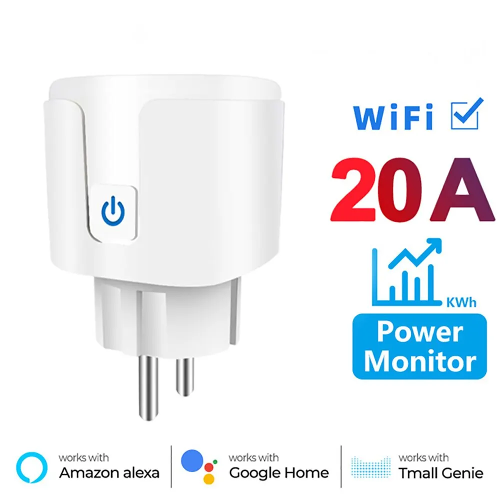 Tuya Zigbee Smart EU Steckdose 20A WiFi Stecker Power Überwachung Smart Home Sprachsteuerung Kompatibel mit Google Assistent und Alexa Image