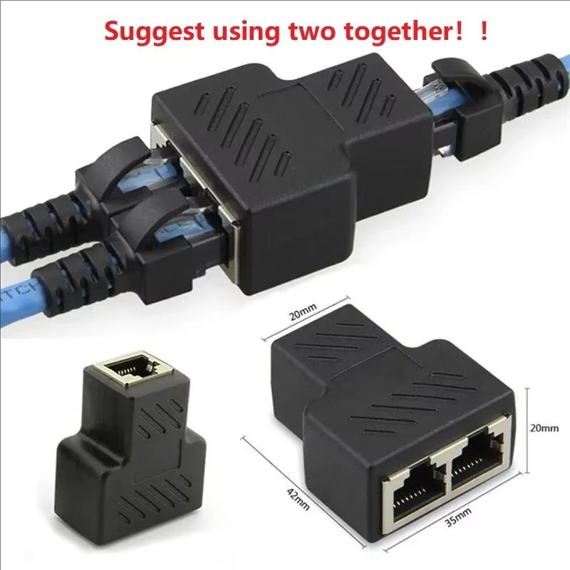 8P8C Adapteranschluss Netzwerk RJ45-Verteiler Ethernet 1-auf-2 Expanderstecker (Suggest mit zwei zusammen) Image