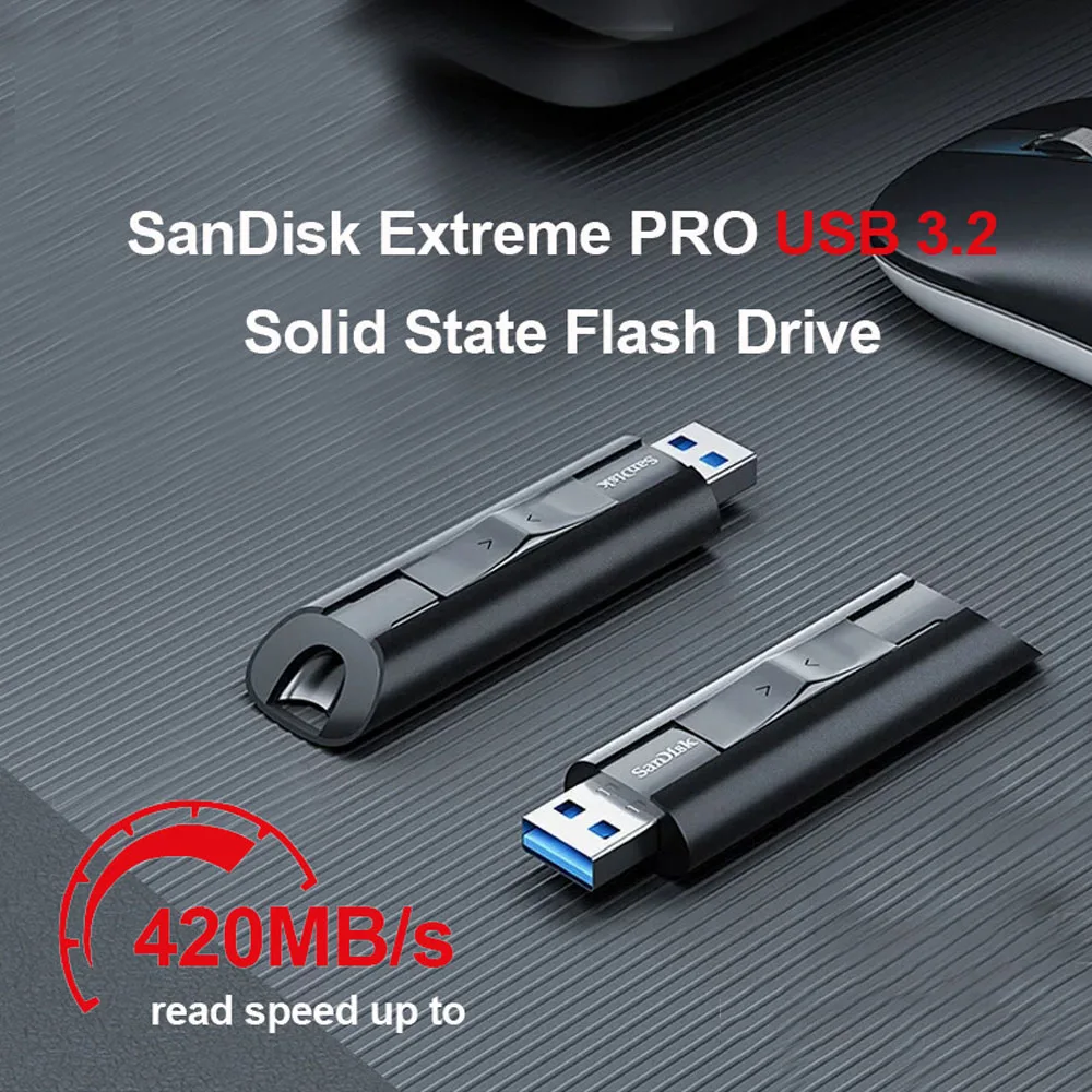 SanDisk Extreme PRO USB 3.2 Solid State Flash Drive 128 GB 256 GB 512 GB 1 TB USB 3.2 Gen 1 SDCZ880 Blazing-schnelle Leistung U Disk Image