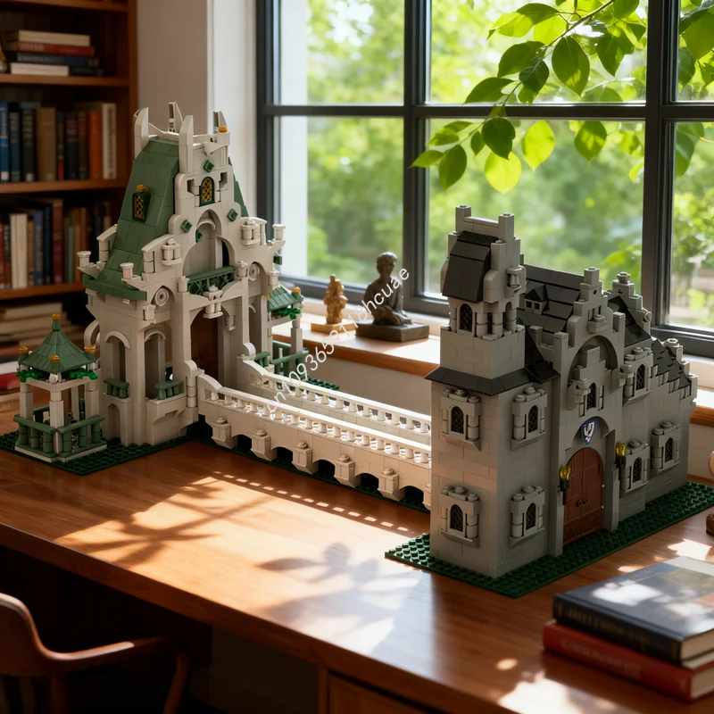 218-teiliges MOC Schloss Mittelalterliche Brücke Modellbausatz Architektur Weihnachtsgeschenke DIY Spielzeug Bildung Kreative Idee Image