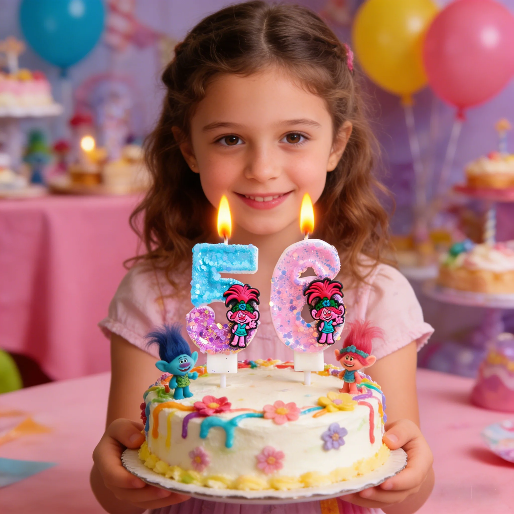 Trolls Kerzen Nummer 0-9 Geburtstagstorten-Dekoration Trolls Geburtstagsparty Tortendekoration Baby-Shower-Dekoration Geschenk Image