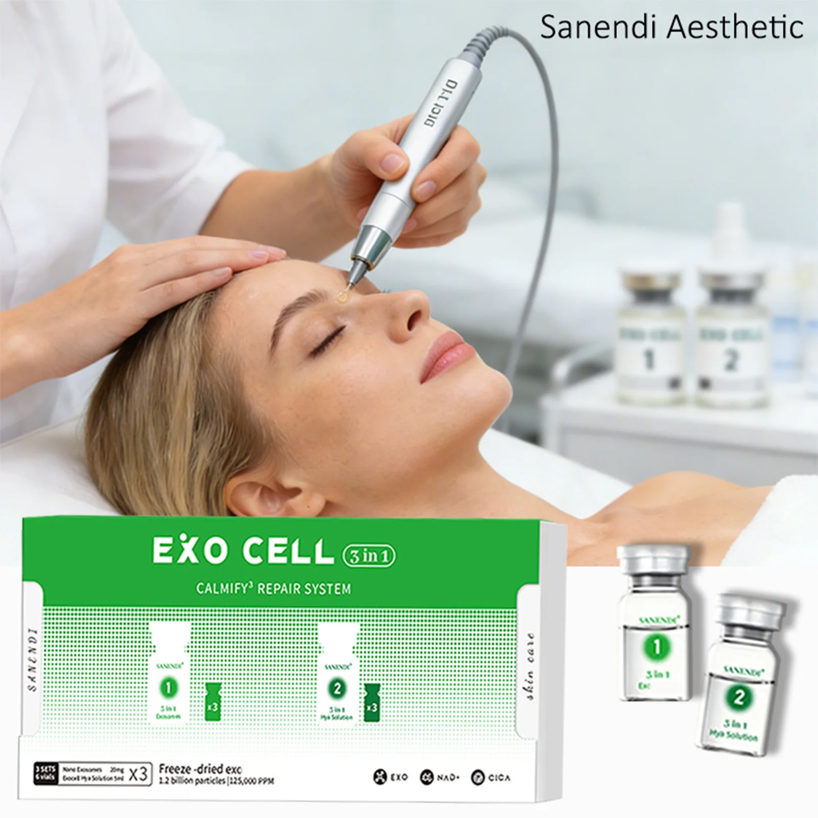 Sanendi CICA Gesichtspflege-Set für sanfte Hautpflege EXO+NAD+ Anti-Falten-Serum 3-in-1 Reparatur Koreanische Schönheitssalonpflege Dr.Pen Image