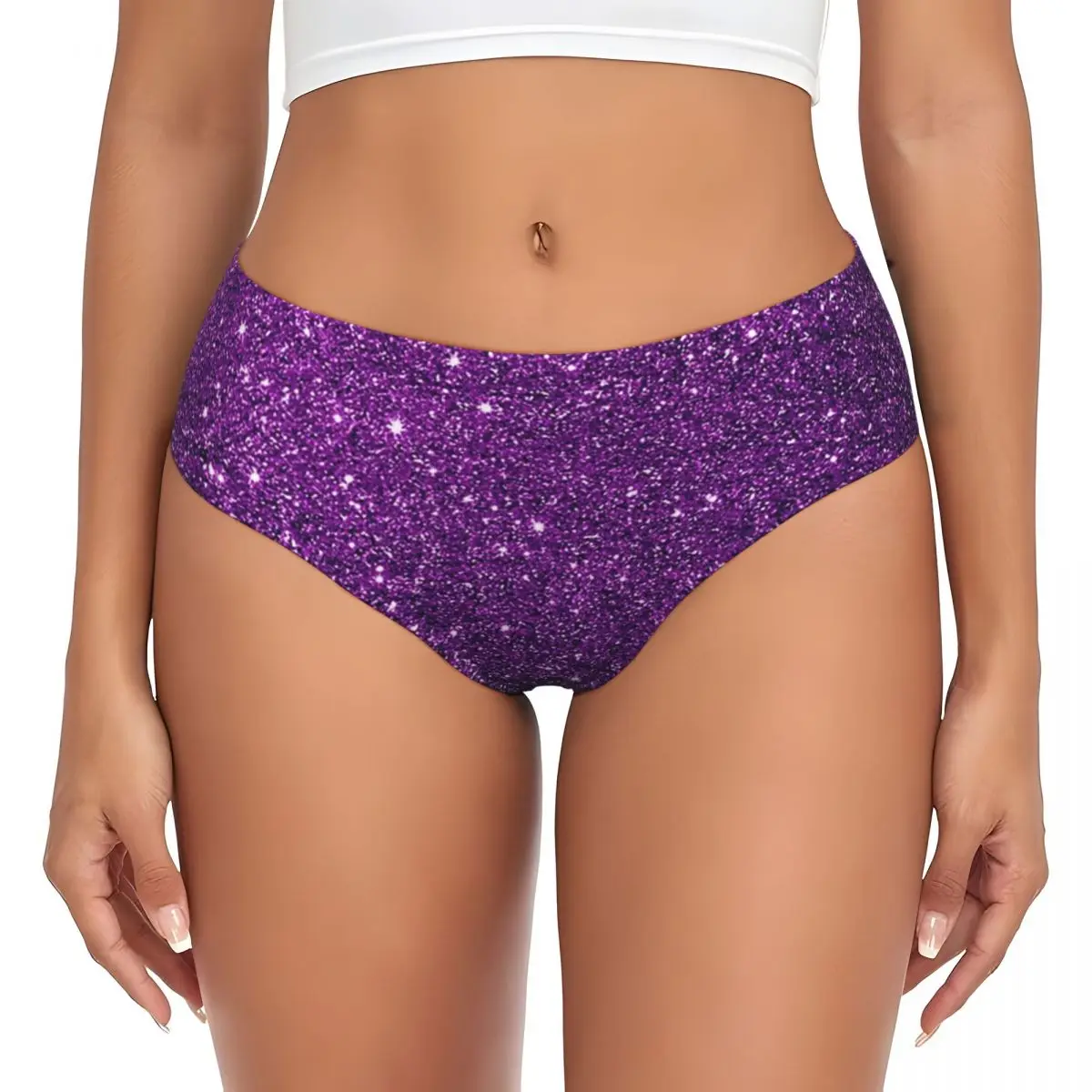 Benutzerdefinierte Farbverlauf Lila Glitter Muster Höschen Slips Damen Komfort Slips Unterwäsche Atmungsaktive Weibliche Unterhose Image
