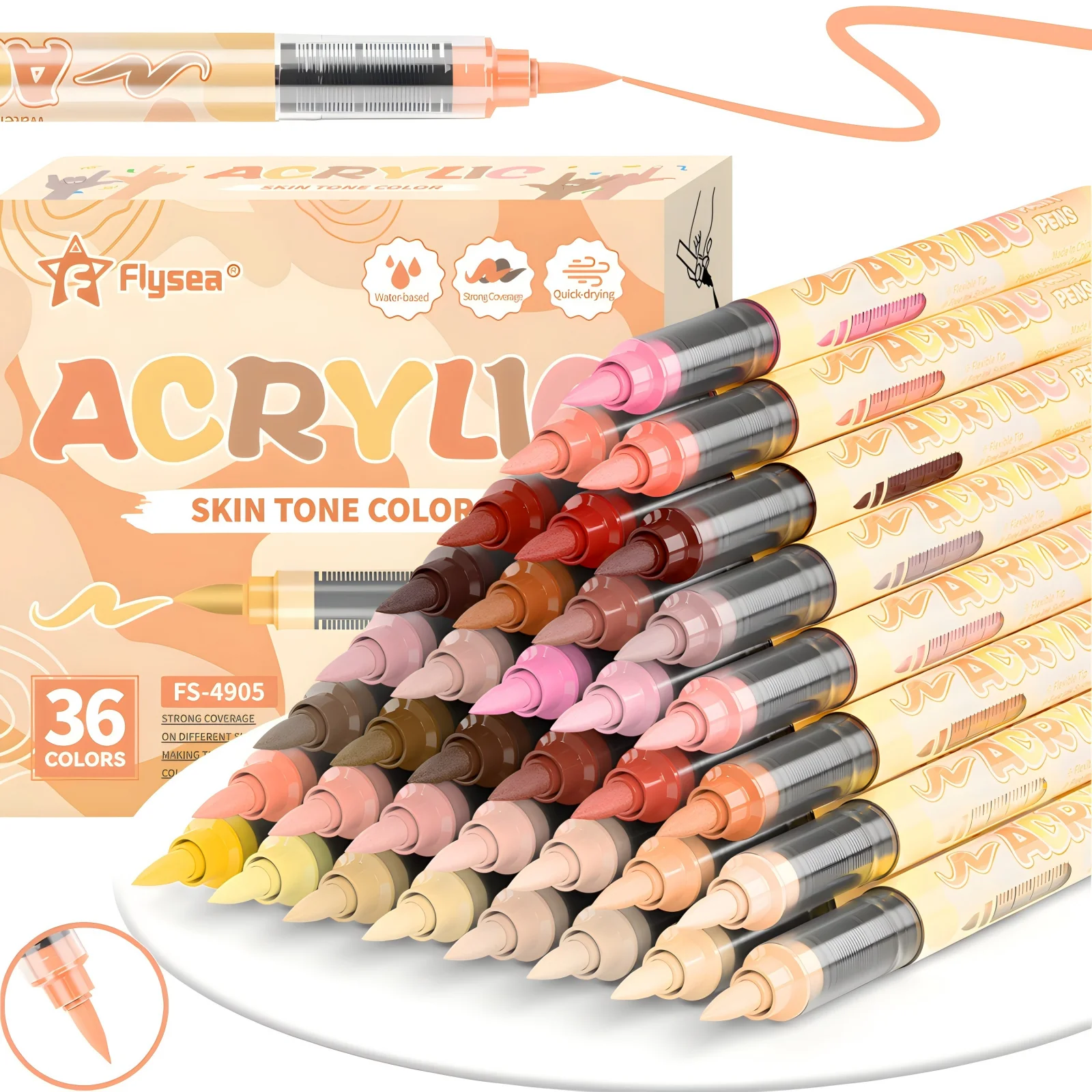 Acrylmarker Set mit 12-48 Farben der Skin Color Series Acrylmarker zum Malen von Steinen Glas Tassen Holz Metall- und Heimwerkerhandwerk Image