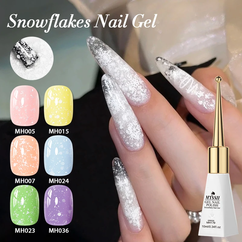 MTSSII Schneeweißer Glitzer-Gel-Nagellack 10ml Langanhaltender Semi-Permanenter Gel-Nagellack mit Funkelndem Glitzer-Lack HEMA/TPO-FREI Image