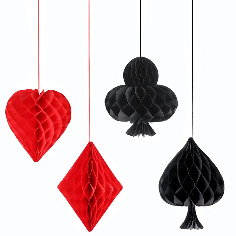 Casino Honeycomb Hängedekoration Herzstück Poker Vegas Geburtstag Party Dekoration Rot Schwarz Themenbedarf Image