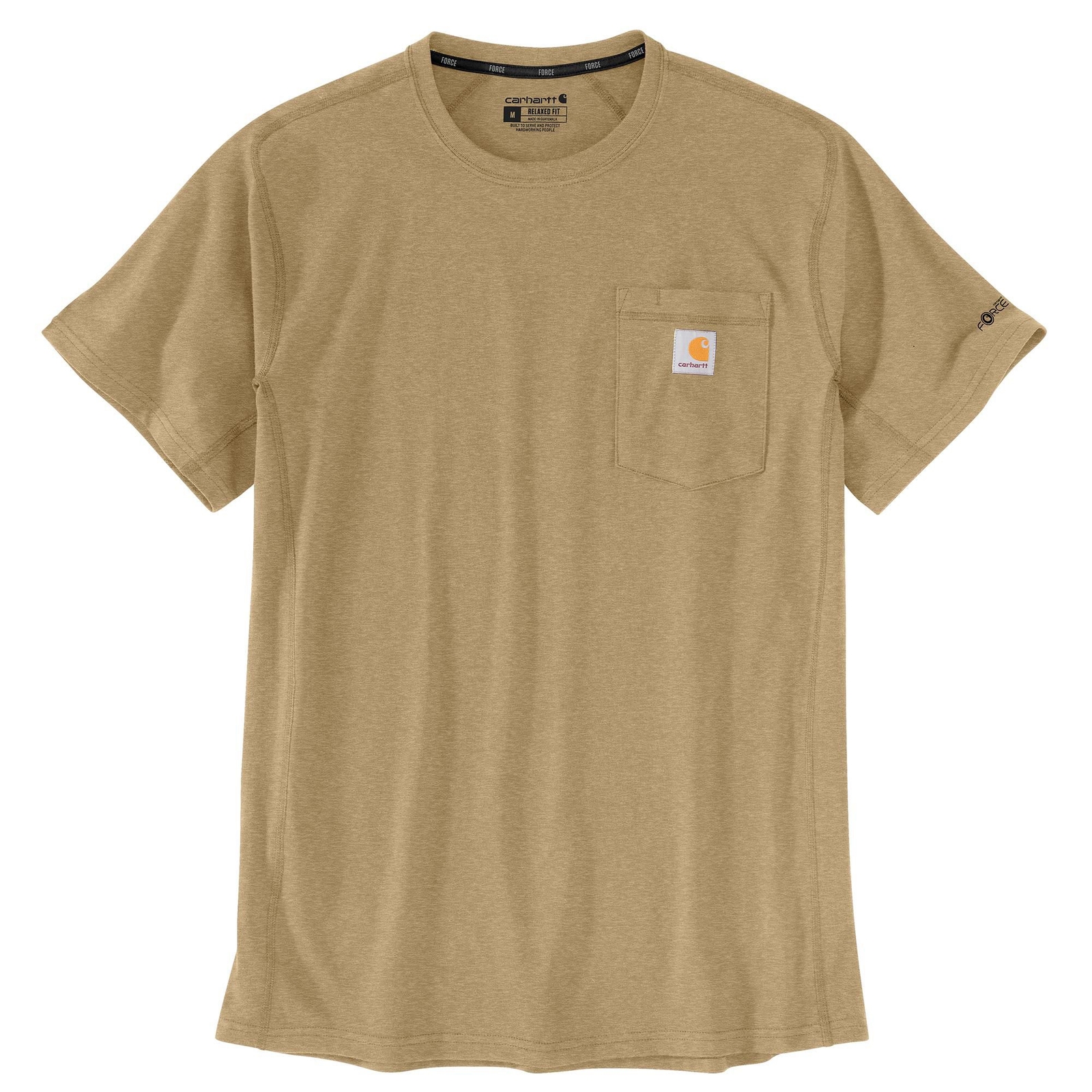 Carhartt Men's Force Relaxed T-Shirt (Size L) Sandstone Heather, Poly + Cotton