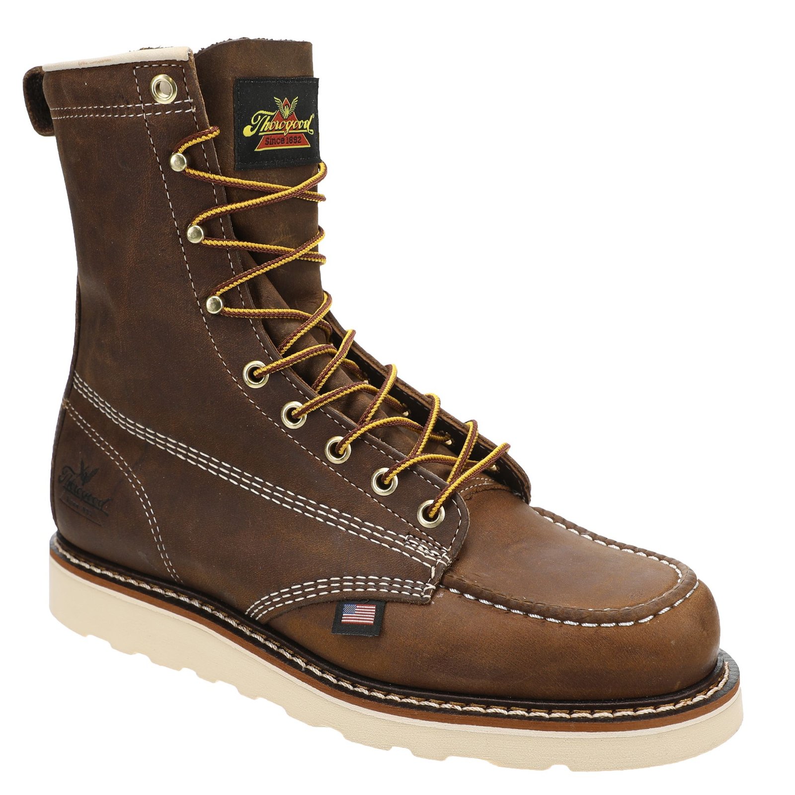 Thorogood American Heritage 8" Soft Toe Boot - Mens 14 Brown Boot D