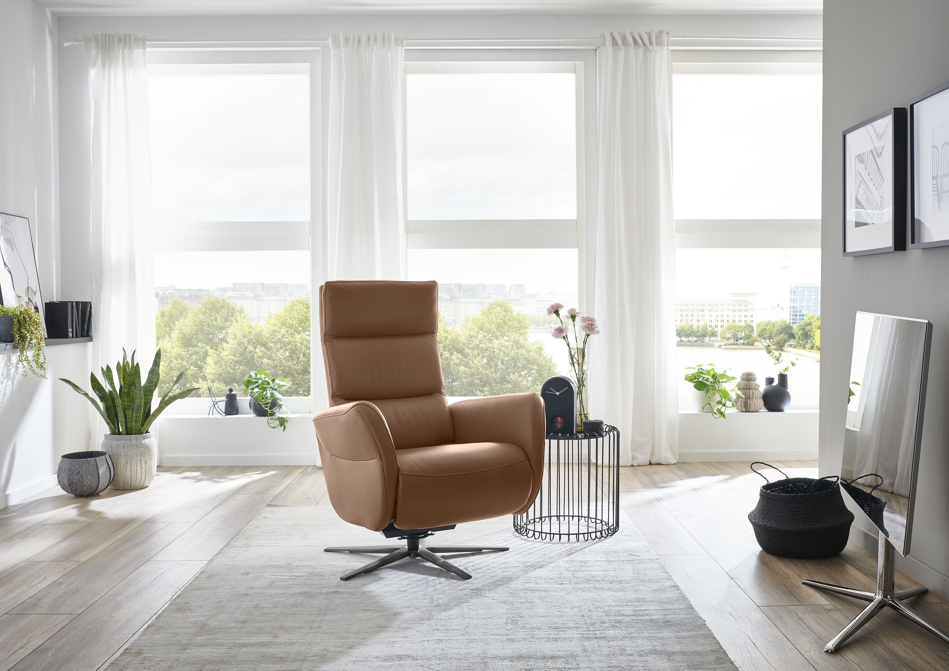 Relaxsessel DIE PLANBAR "PN-RS20038 mit Metallsternfuß inkl. Relaxfunktion und Kopfverstellung", torro parkett, B:78cm H:109cm T:83cm, Sessel, Relaxsessel, 360 drehbar, mit Gasdruckverstellung