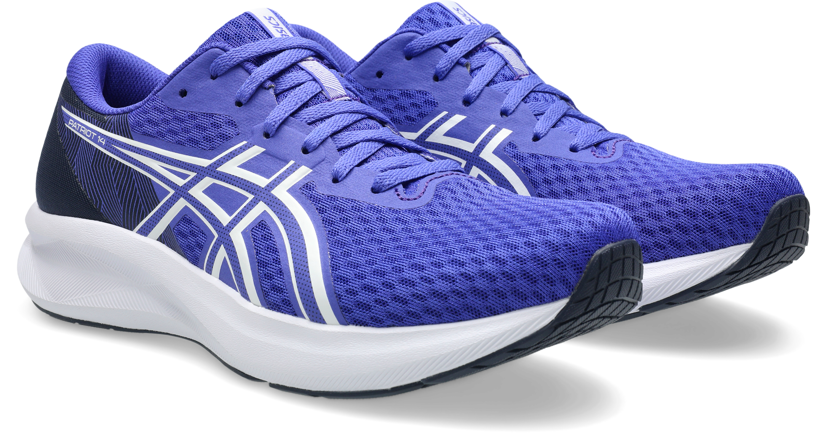 Laufschuh ASICS "PATRIOT 14", Herren, Gr. 49, cobalt burst, weiß, Synthetik, Schuhe Laufschuh