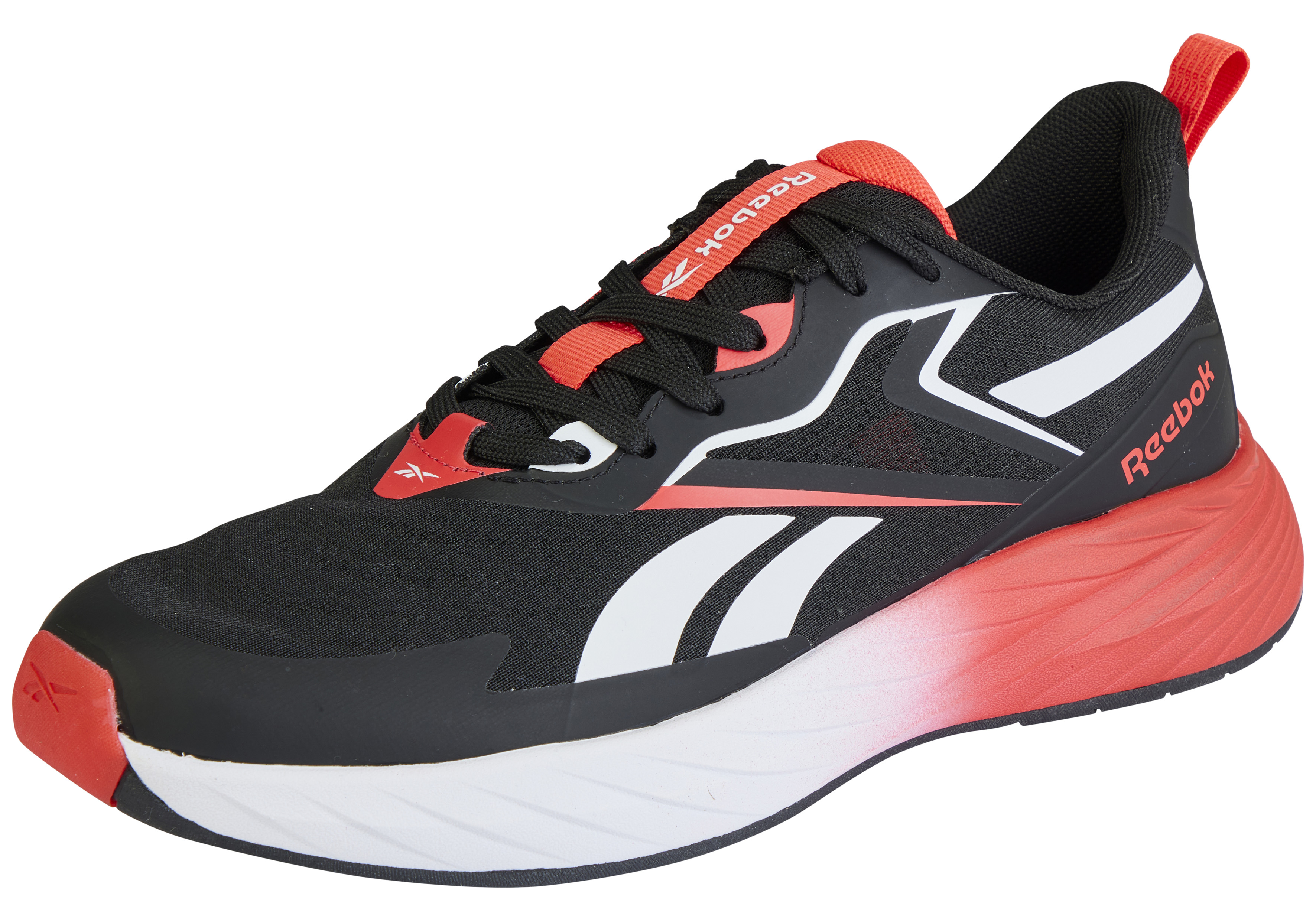 Laufschuh REEBOK "VERSE", Herren, Gr. 43, schwarz, weiß, energy rot, Synthetik, Textil, Schuhe Laufschuh