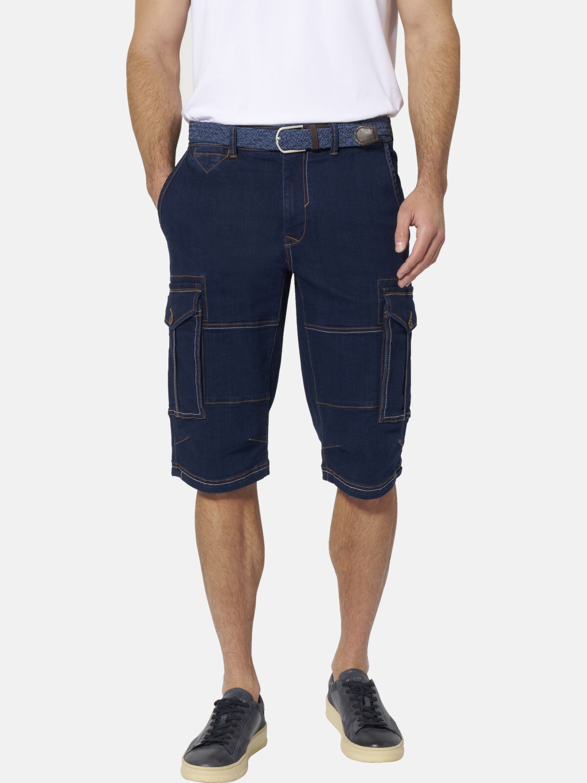 Longbermudas BABISTA "Jeansbermuda ISANDRO", Herren, Gr. 60, N-Gr, blau (dunkelblau), Obermaterial: 98% Baumwolle CO. 2% Elasthan EL., Hosen Image