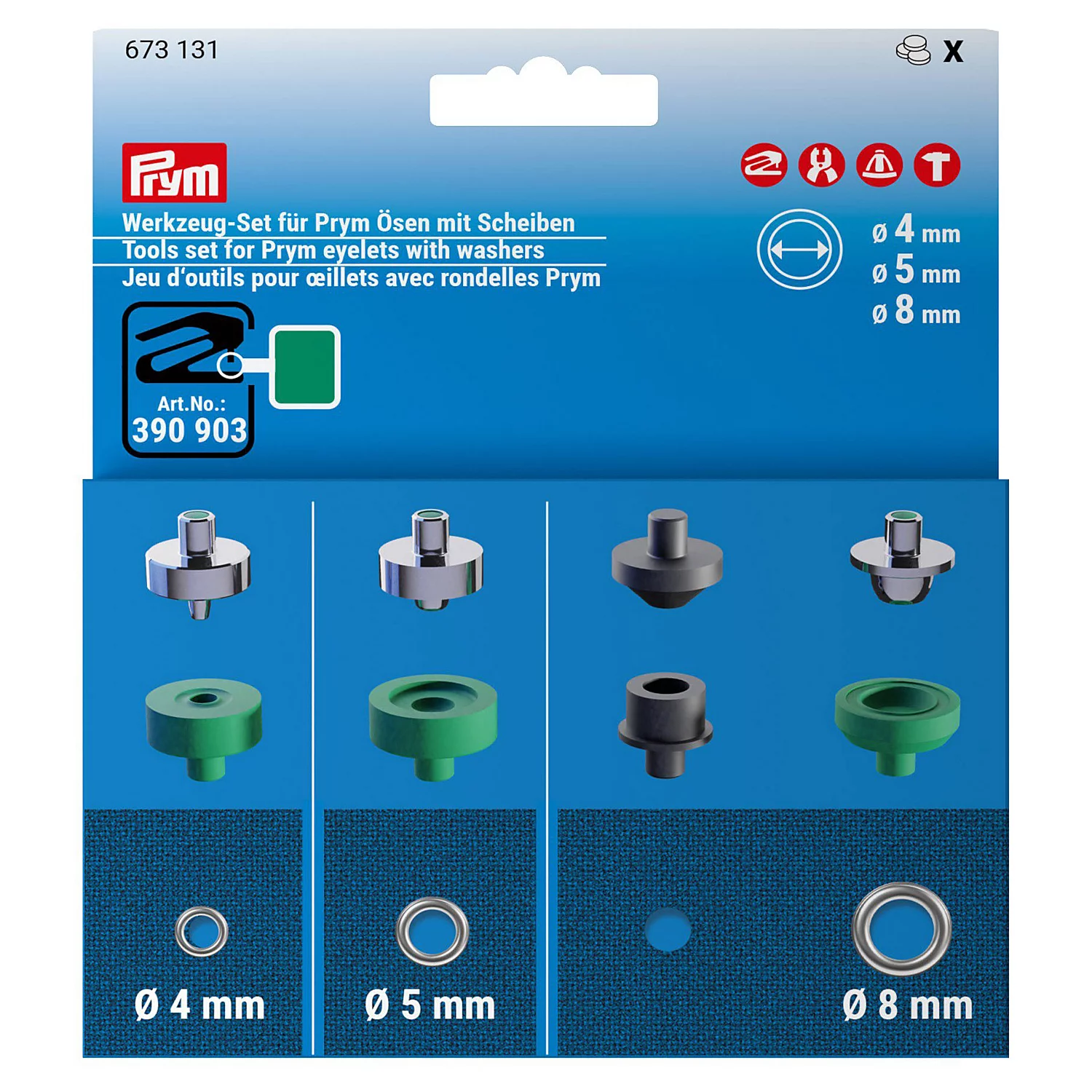 Prym Werkzeugset für Ösen mit Scheiben in Ø 4, 5 und 8 mm Image