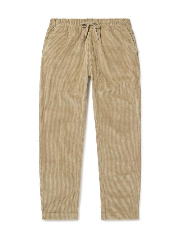 Joggy Straight-Leg Cotton-Corduroy Drawstring Trousers - Natural - Hartford Pants