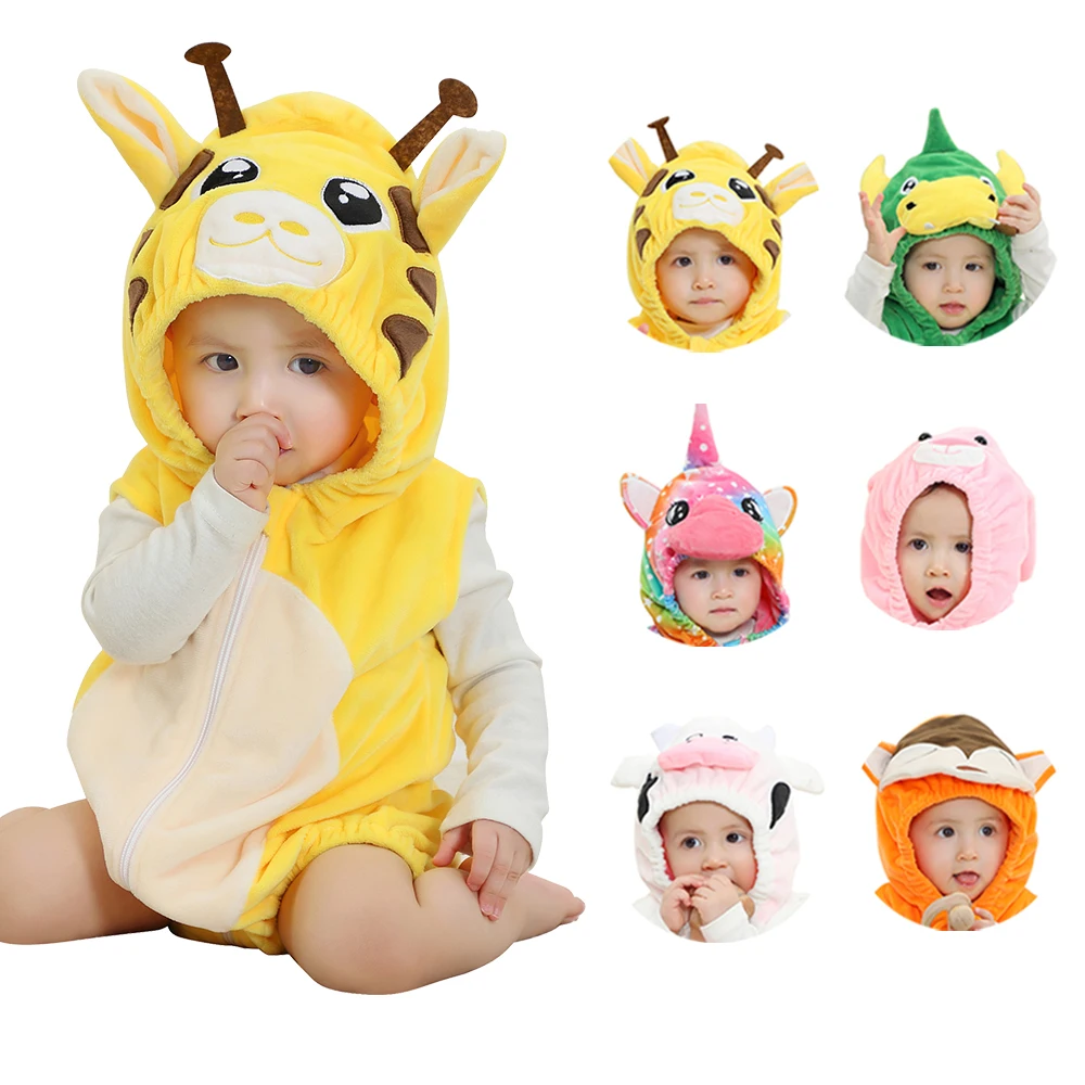 Barboteuse Kigurumi avec fermeture éclair pour bébé garçon et fille, costume girafe grenouille ours pour nouveau-né de 0 à 3 mois, 6 mois, 9 mois, 12 mois, 18 mois, automne et hiver