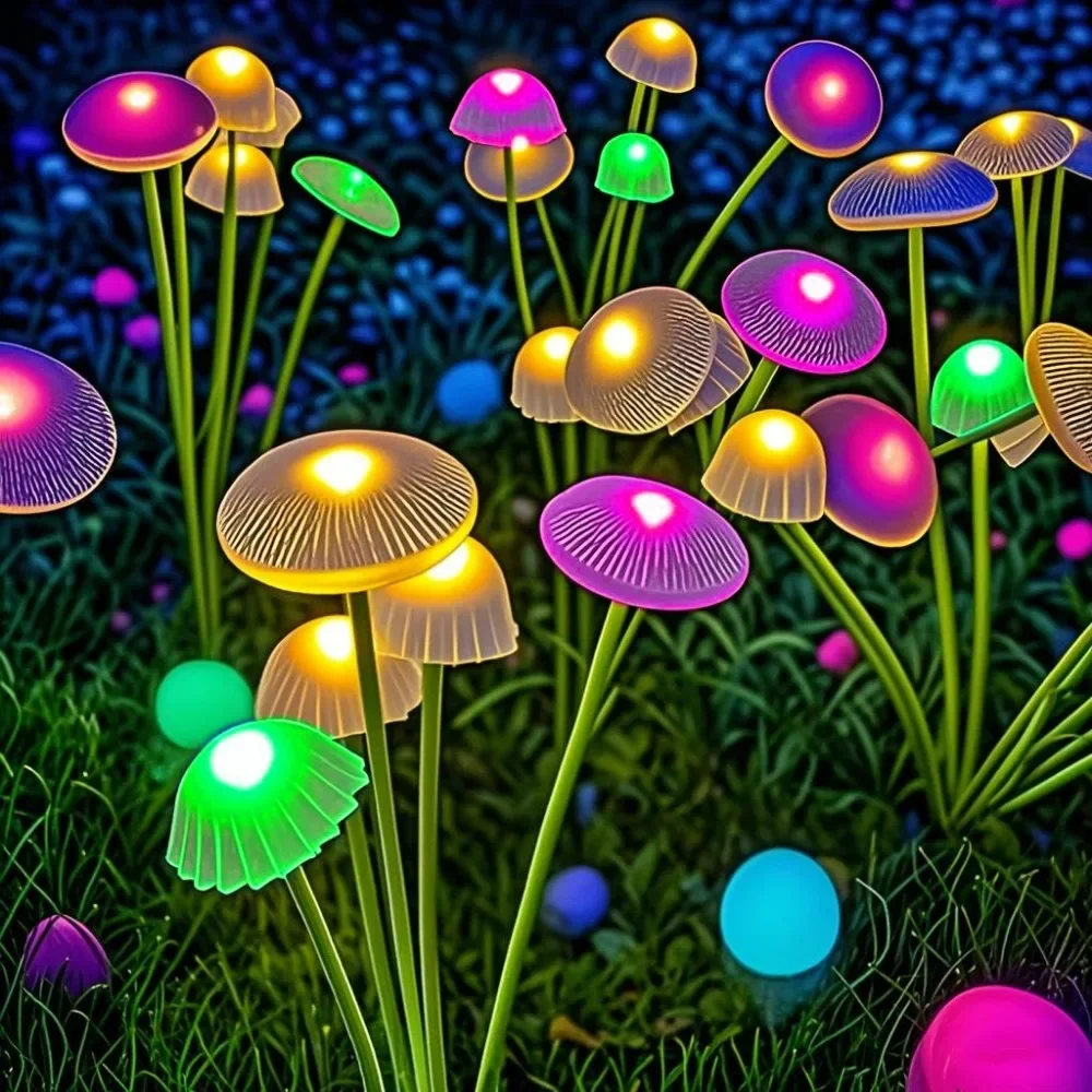 Lampes solaires de jardin, mode double, LED, lampes solaires en forme de champignon, étanches, décoration de jardin, patio, allée, méduse pour l'ambiance du jardin