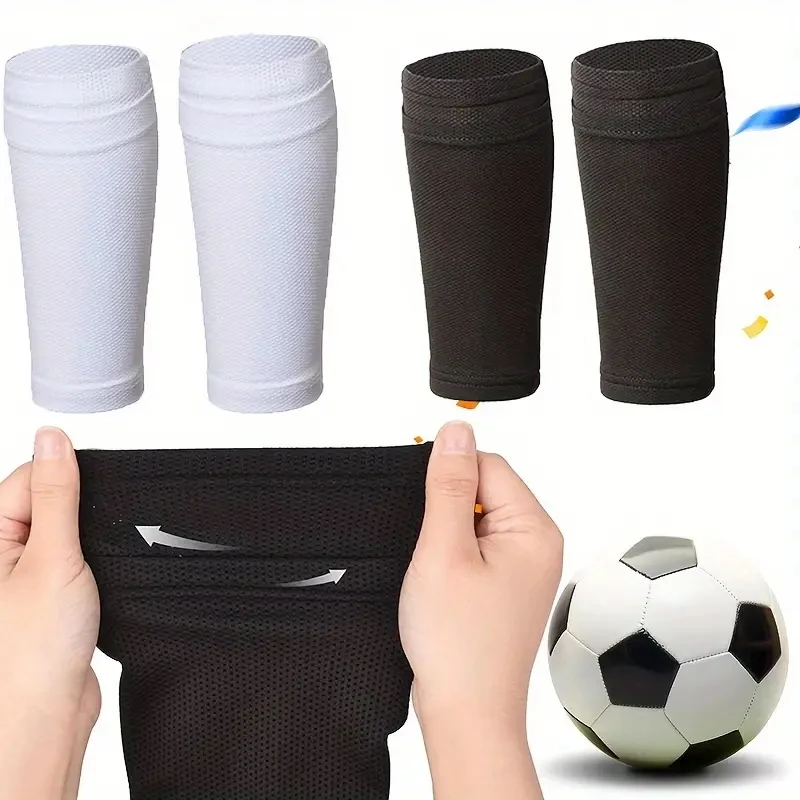 Manchons de protège-tibias 2 pièces, manchons de coussinets de Football pour les Sports de Football, chaussettes de tibia de Football, manchons de mollet de Compression de Football avec poche